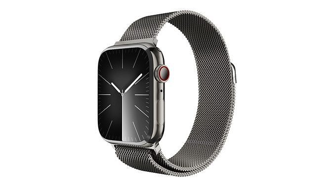 Apple Watch Series 9 Graphite Stainless Steel Milanese Loop Low-poly 3D model
