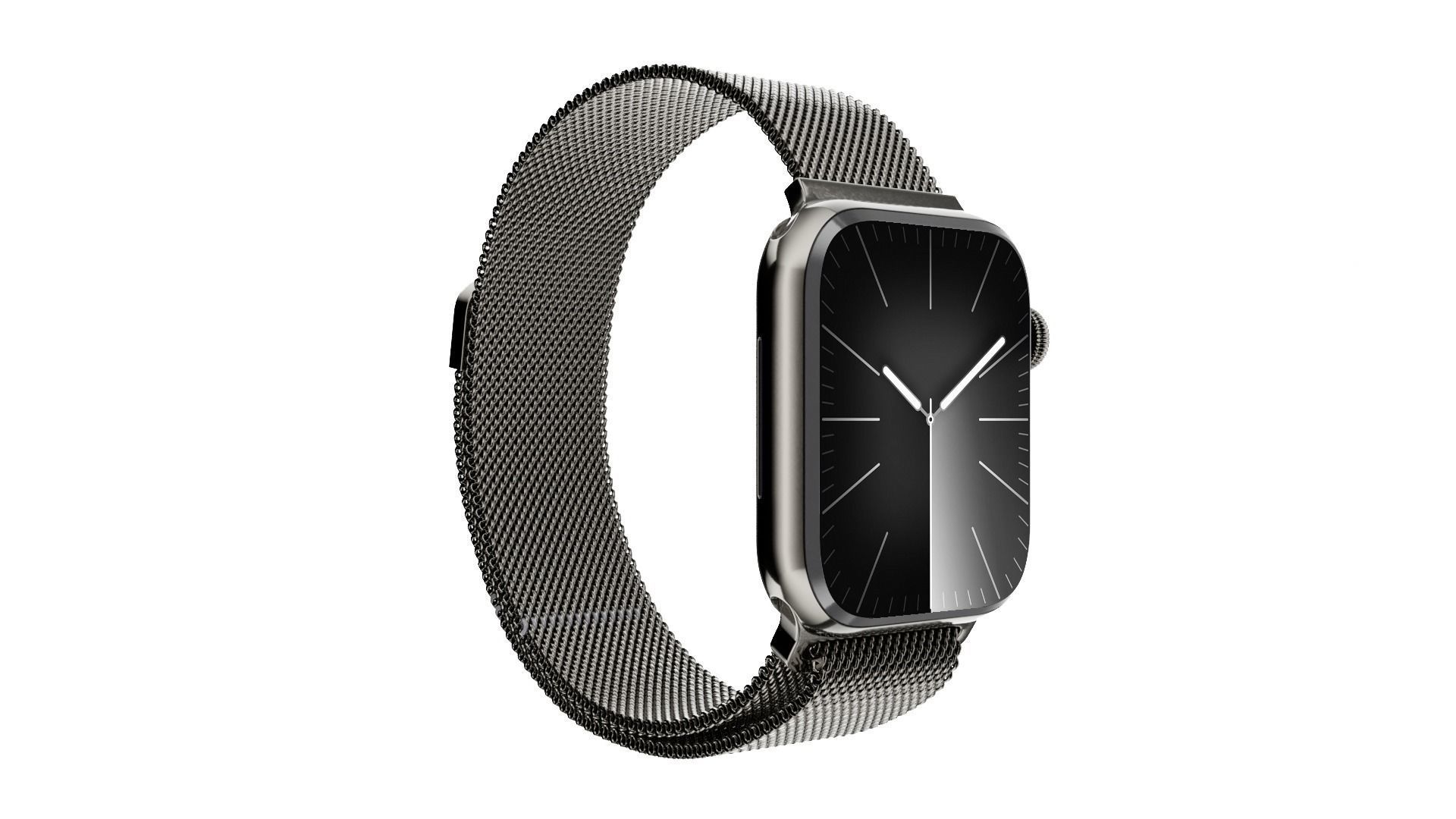 Apple Watch Series 9 Graphite Stainless Steel Milanese Loop Low-poly 3D model_1