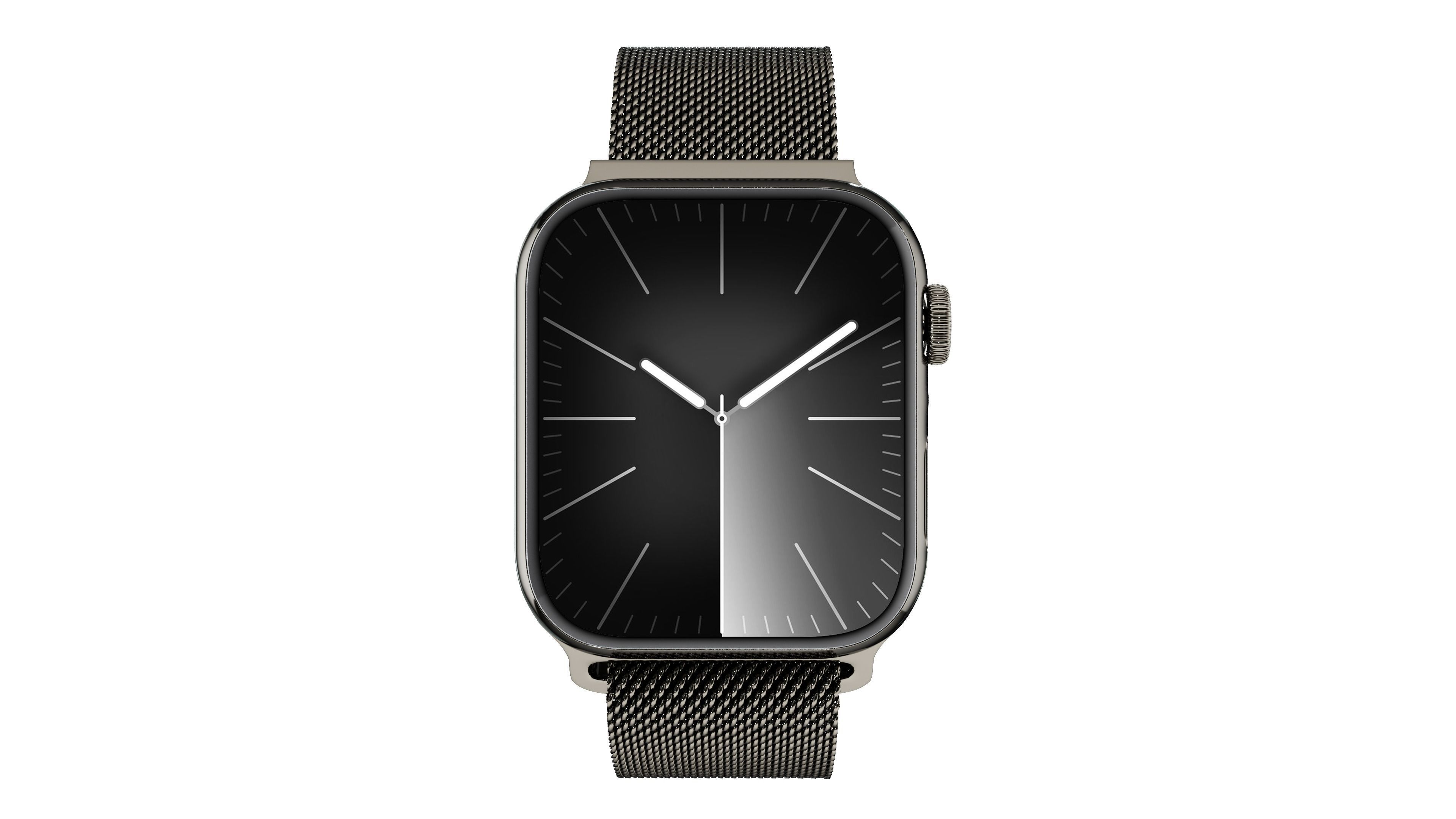 Apple Watch Series 9 Graphite Stainless Steel Milanese Loop Low-poly 3D model_2