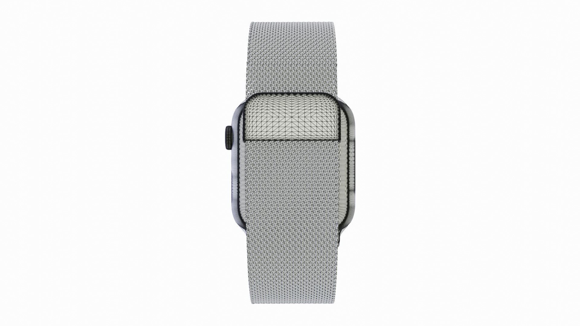 Apple Watch Series 9 Graphite Stainless Steel Milanese Loop Low-poly 3D model_7