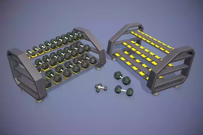 Lowpoly Dumbbell Rack Set - Sport Pack 
