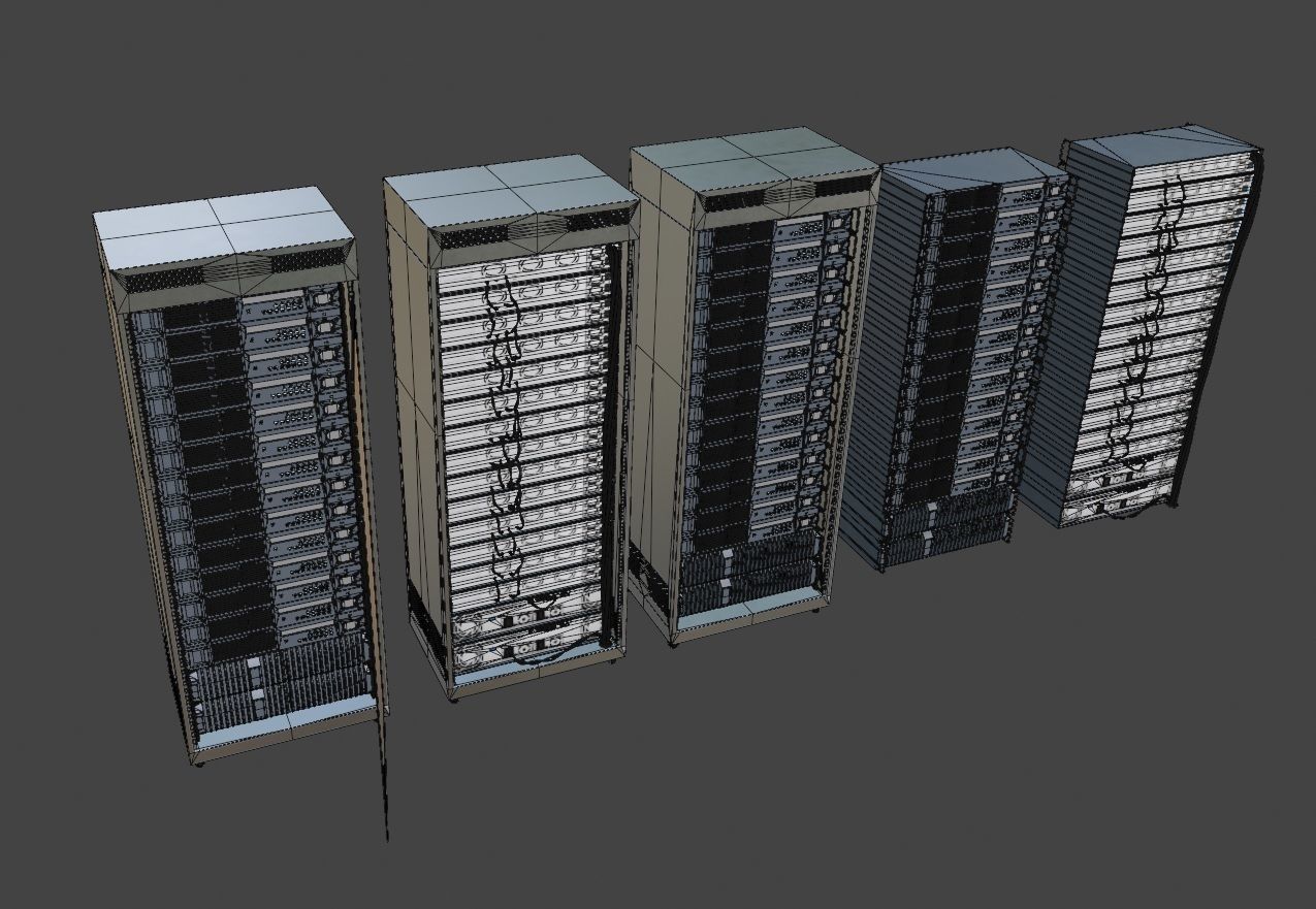 Server rack  Low-poly 3D model_6
