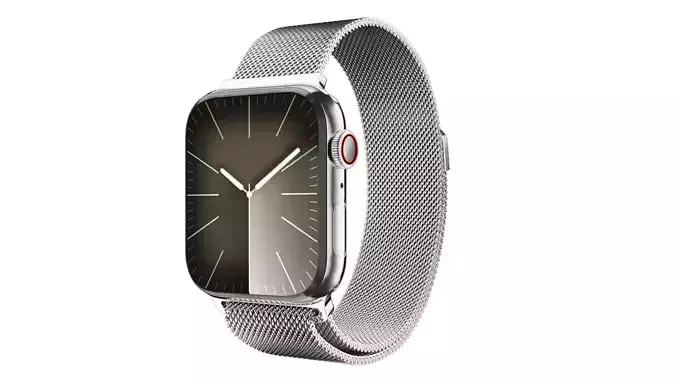 Apple Watch Series 9 Silver Stainless Steel Milanese Loop