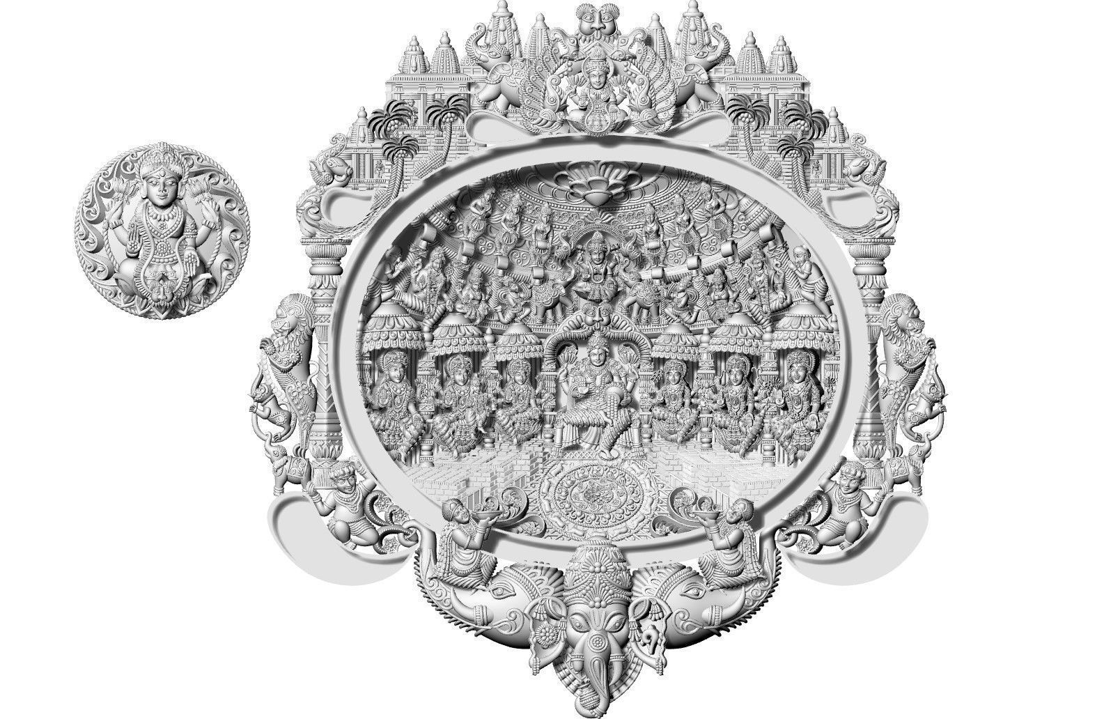 Laxmi Ji Gold Kundan Work Necklace  3D print model_1