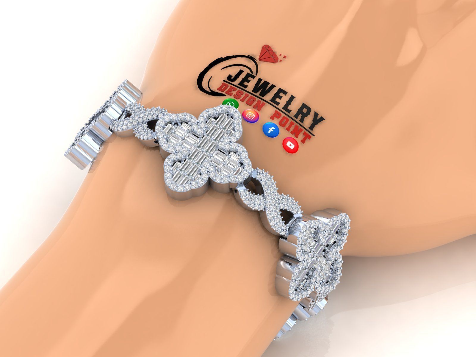 Custom Cathedral Cross Bracelet w Infinity Link Bracelet Link  3D print model_3