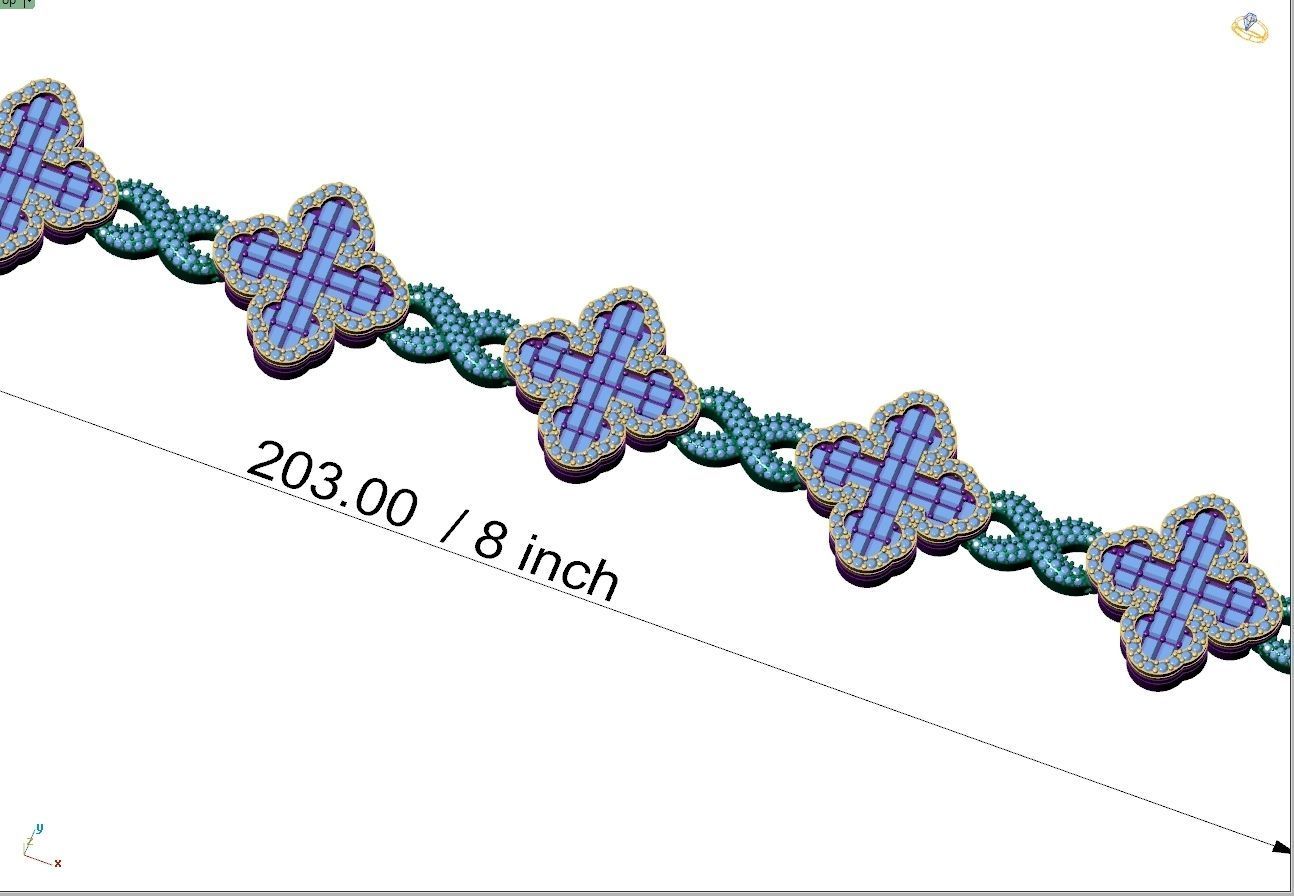 Custom Cathedral Cross Bracelet w Infinity Link Bracelet Link  3D print model_9