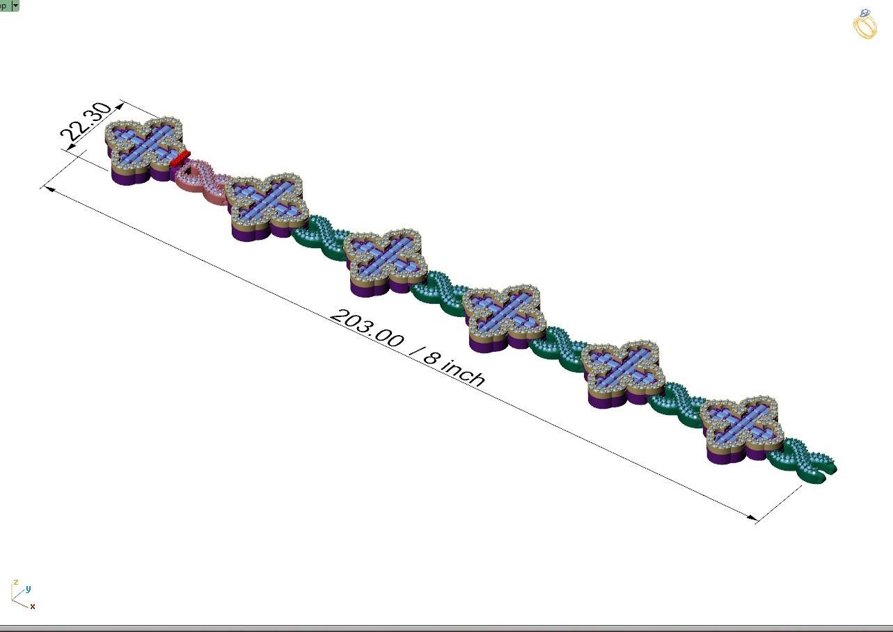 Custom Cathedral Cross Bracelet w Infinity Link Bracelet Link  3D print model_7