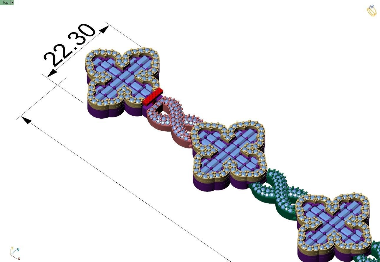 Custom Cathedral Cross Bracelet w Infinity Link Bracelet Link  3D print model_4