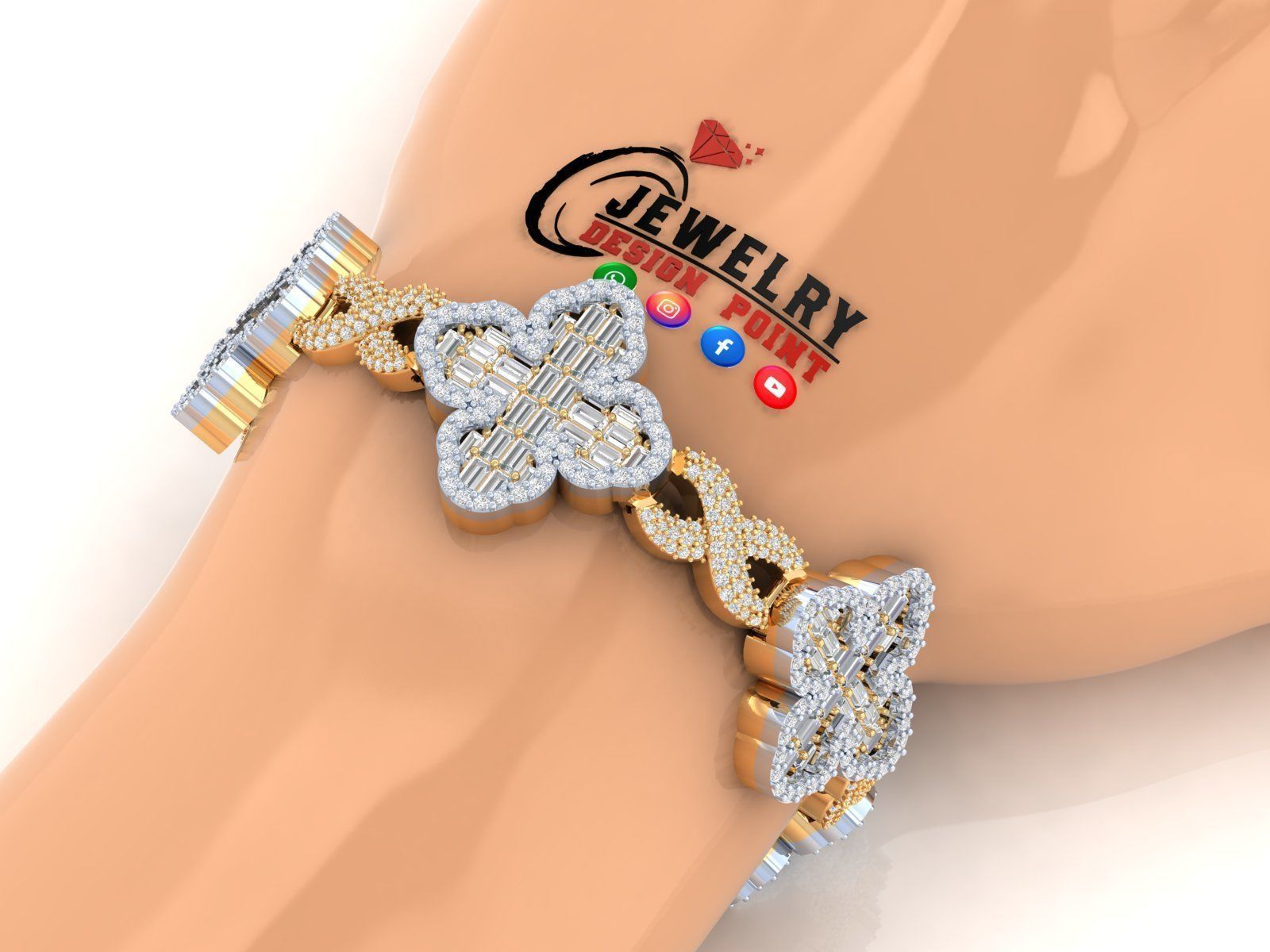 Custom Cathedral Cross Bracelet w Infinity Link Bracelet Link  3D print model_2