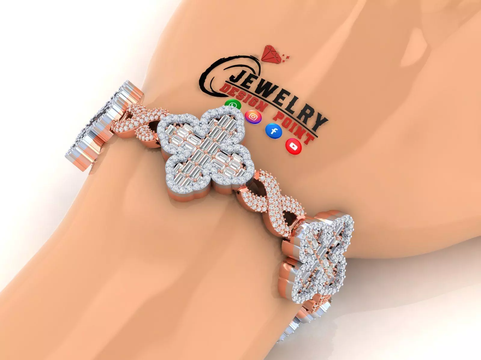 Custom Cathedral Cross Bracelet w Infinity Link Bracelet Link  3D print model_0