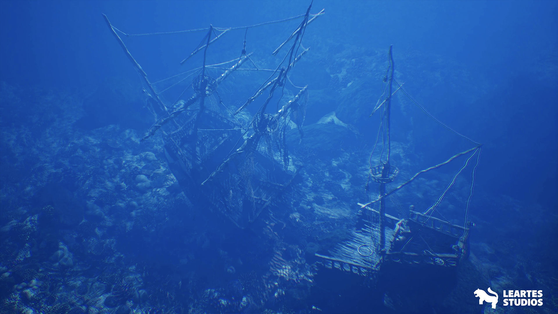 Underwater Sunken Ship Environment Low-poly 3D model_4