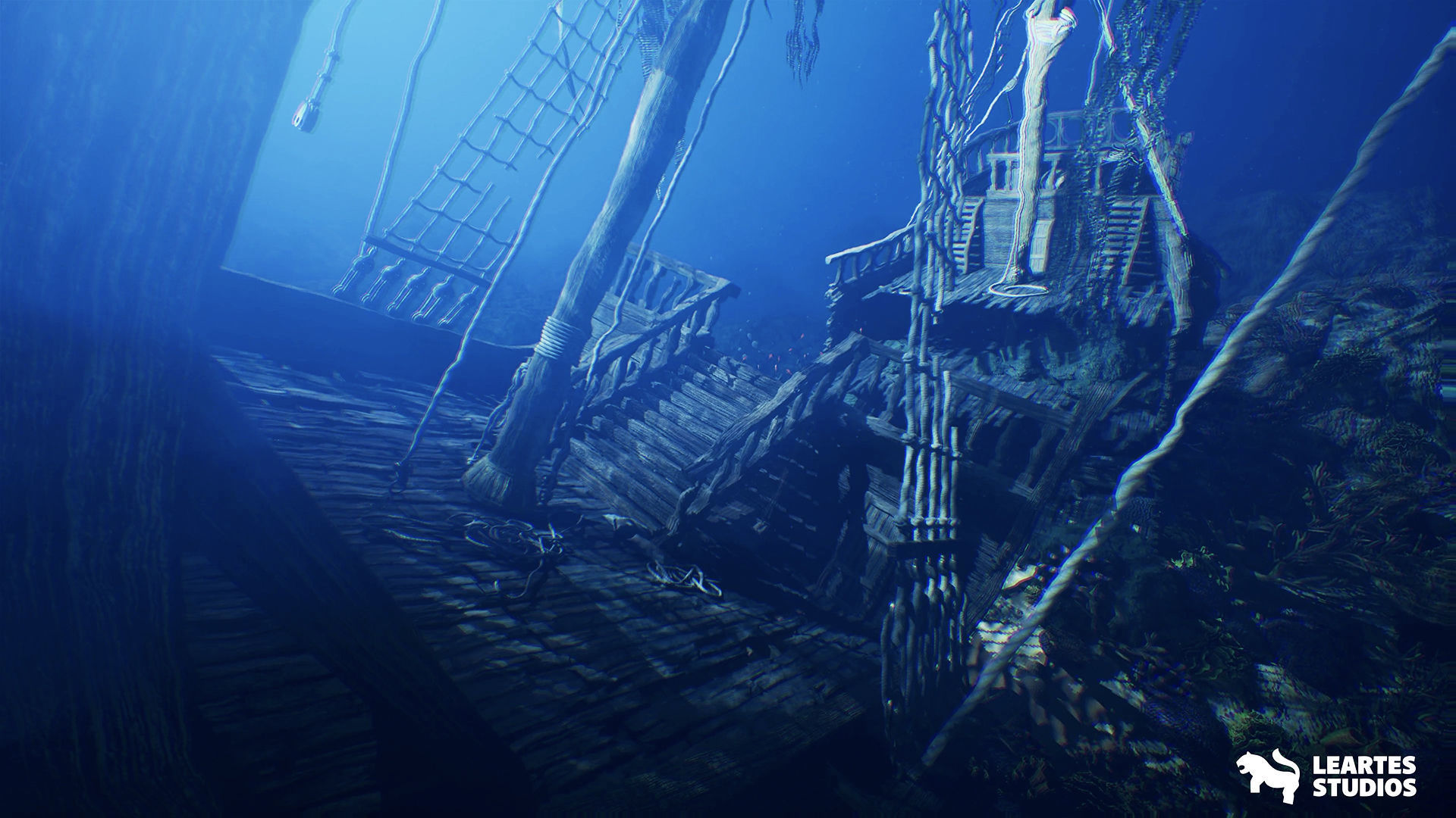 Underwater Sunken Ship Environment Low-poly 3D model_2