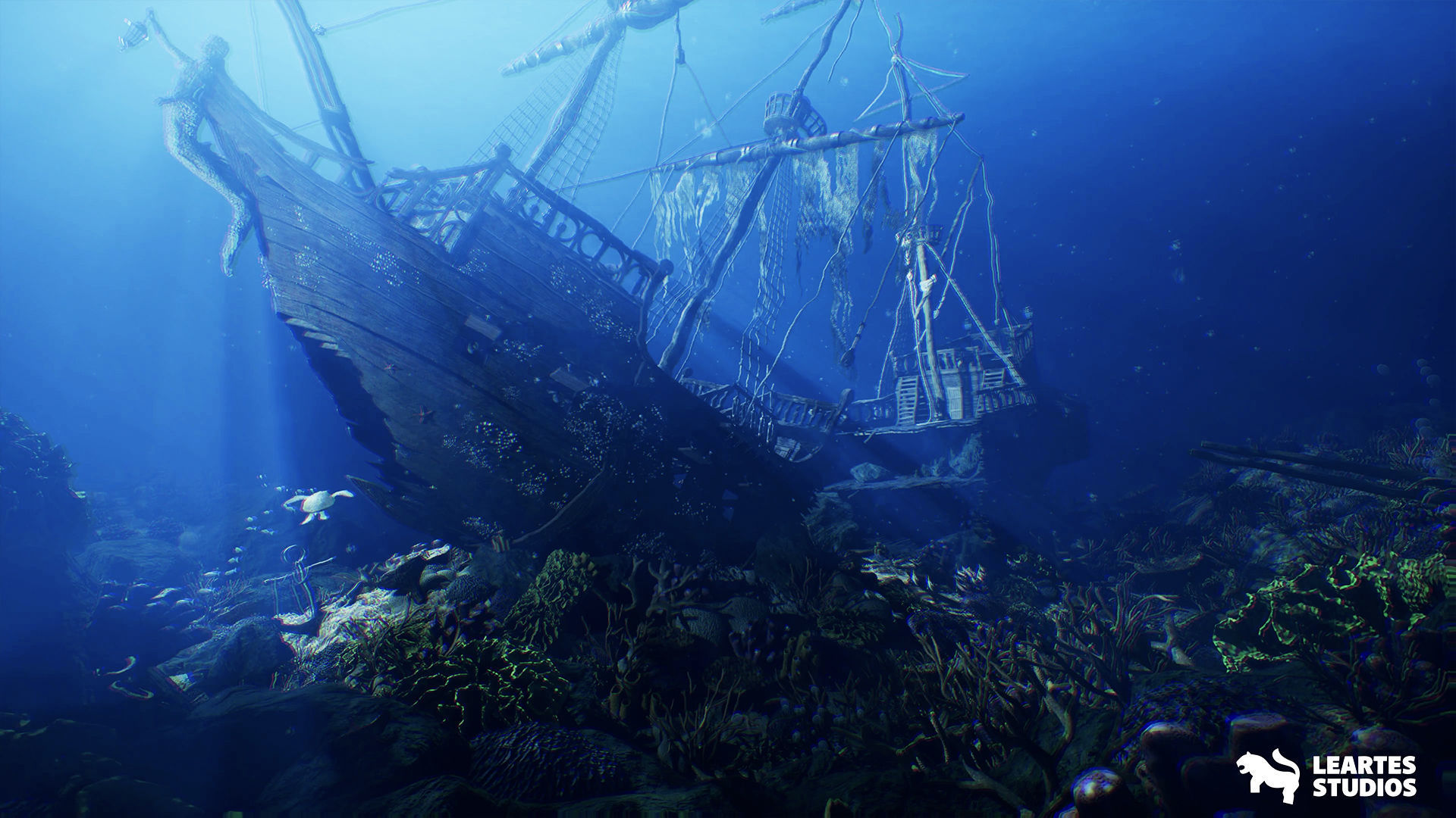 Underwater Sunken Ship Environment Low-poly 3D model_3
