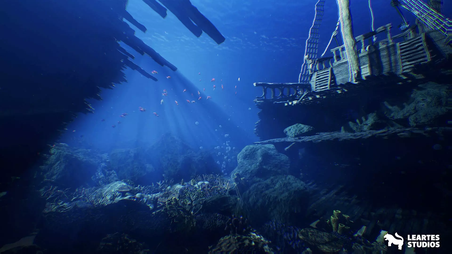 Underwater Sunken Ship Environment Low-poly 3D model_0