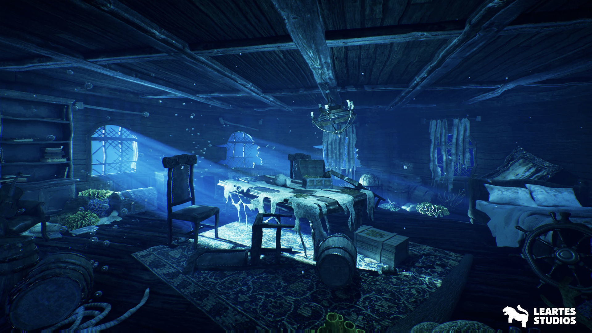 Underwater Sunken Ship Environment Low-poly 3D model_9