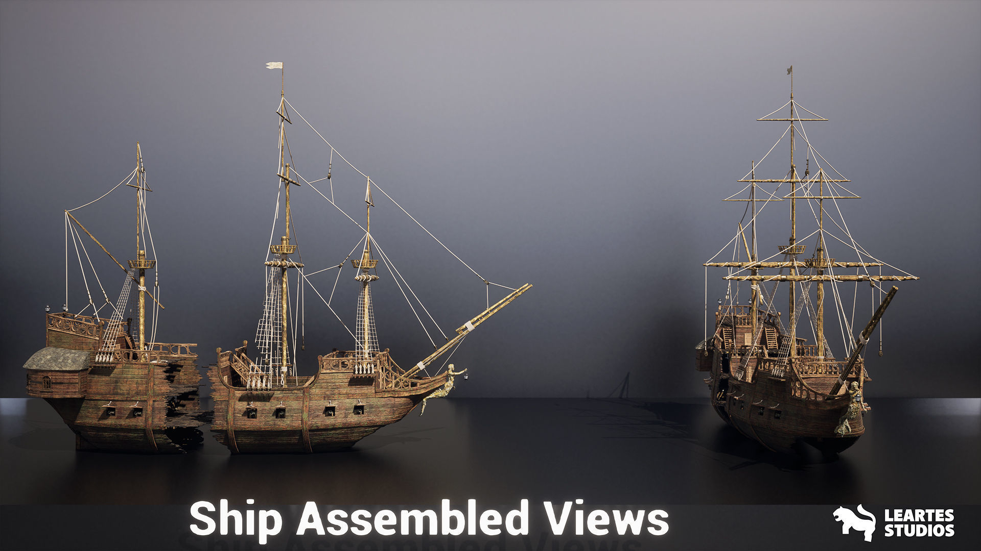 Underwater Sunken Ship Environment Low-poly 3D model_12