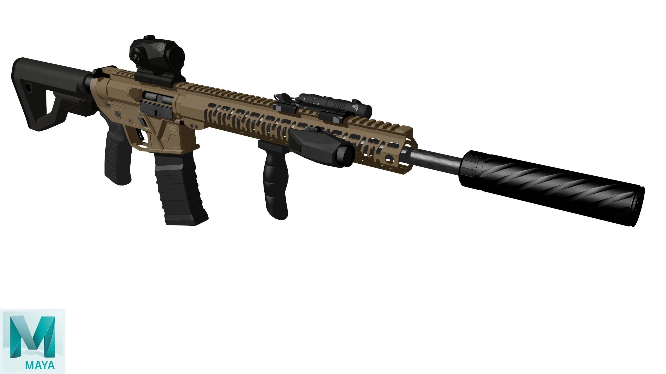 Assault Rifle 1 Low-poly 3D model_21