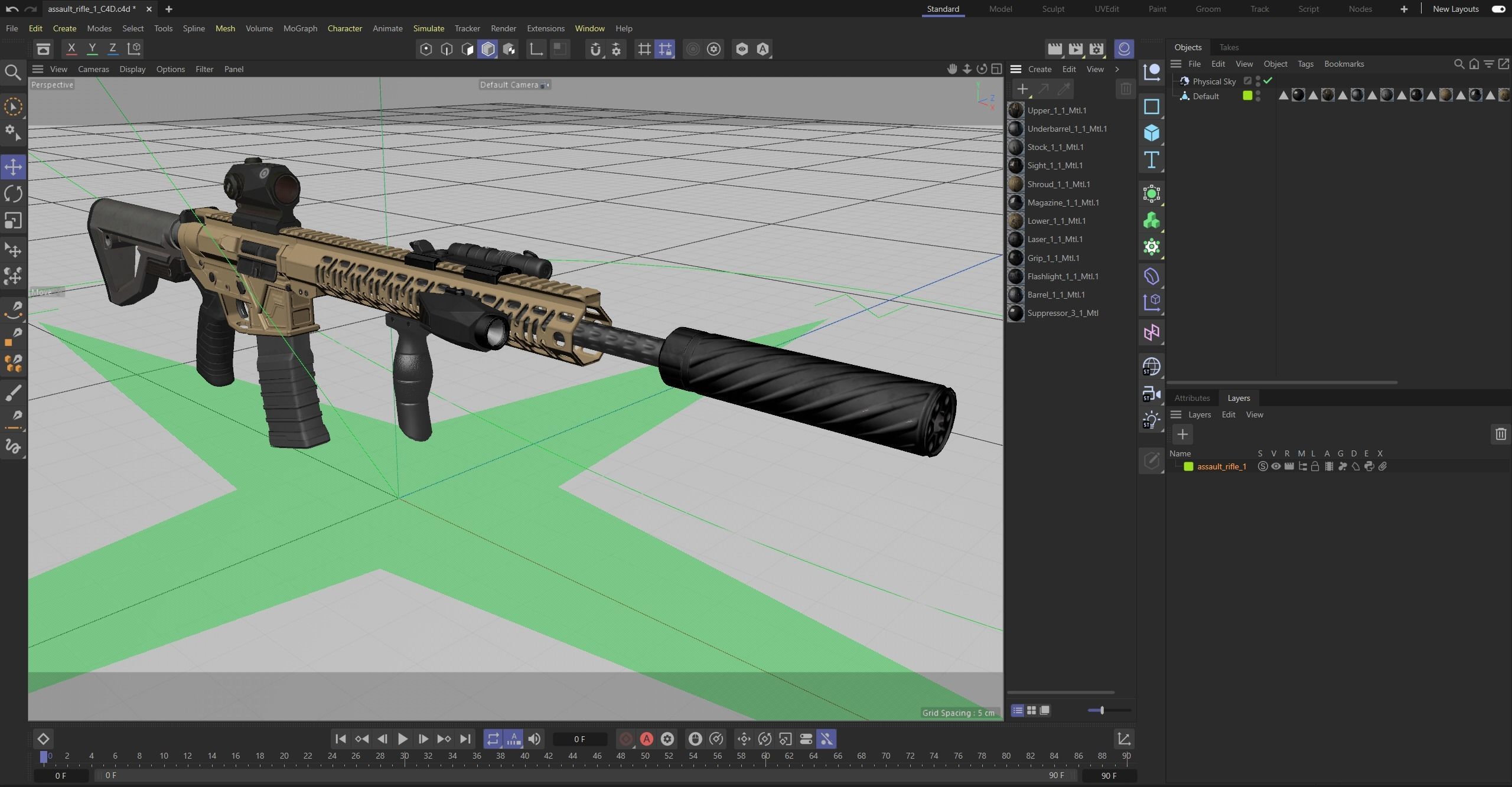 Assault Rifle 1 Low-poly 3D model_24
