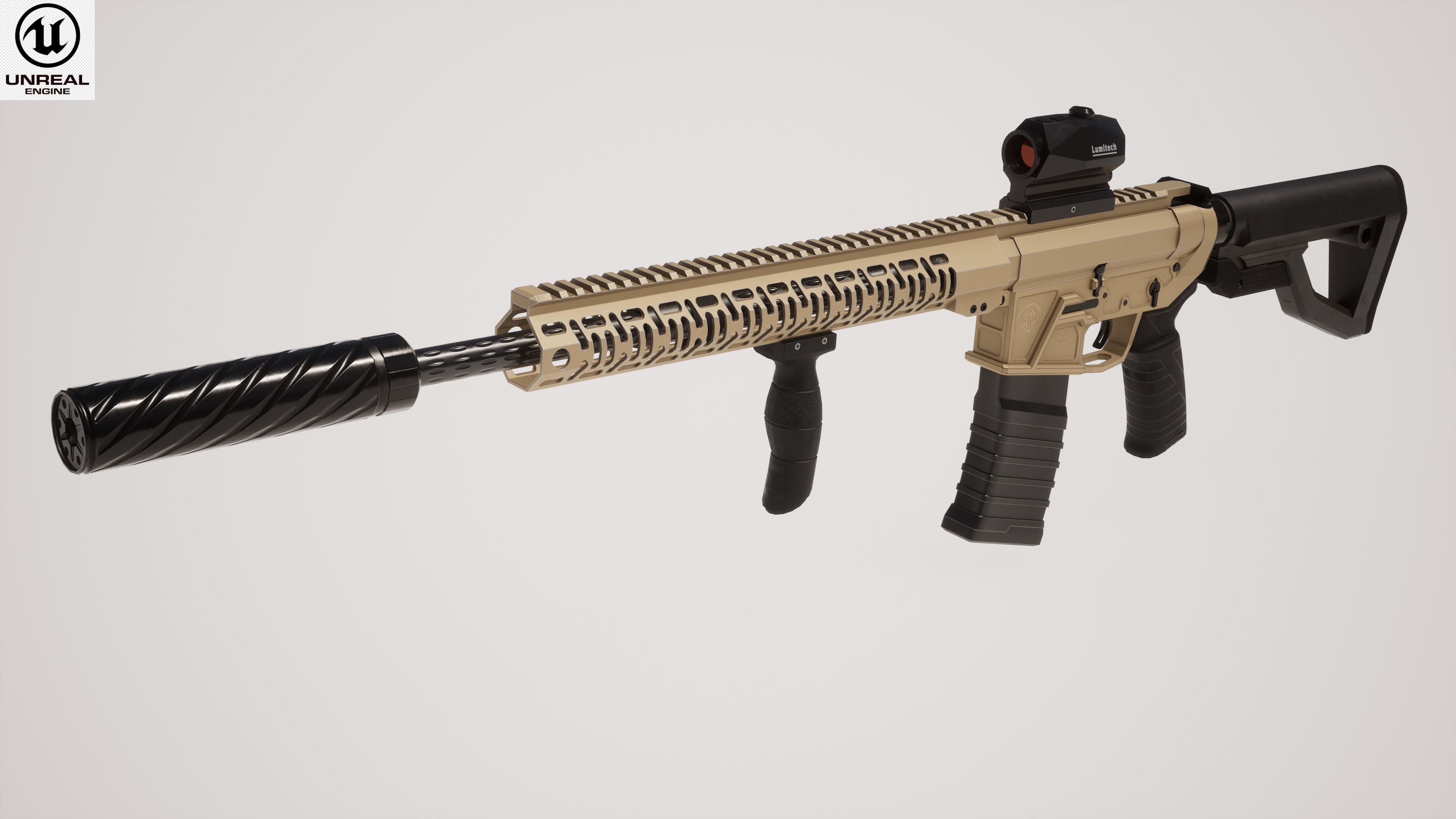 Assault Rifle 1 Low-poly 3D model_1