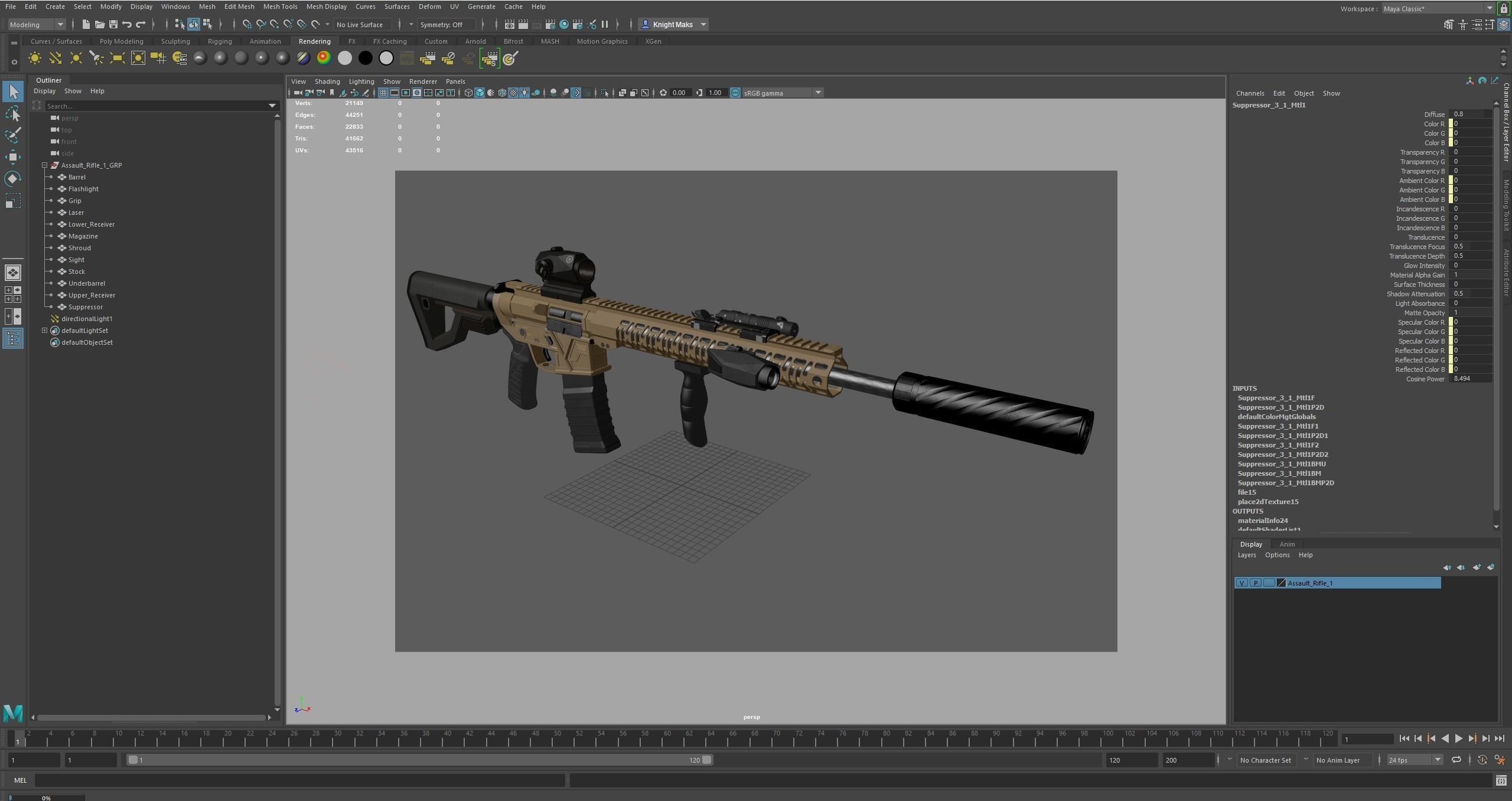 Assault Rifle 1 Low-poly 3D model_22