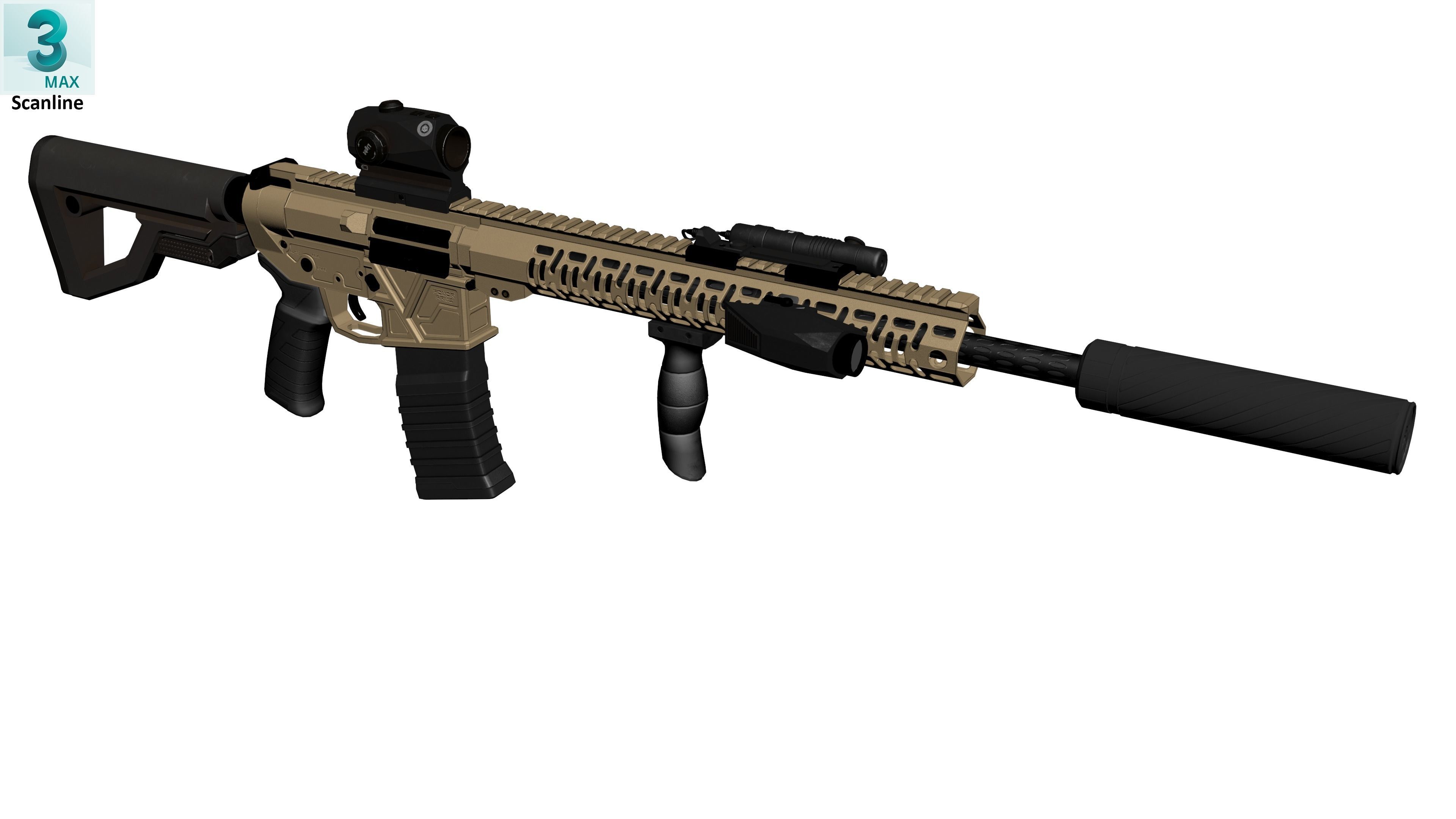 Assault Rifle 1 Low-poly 3D model_19