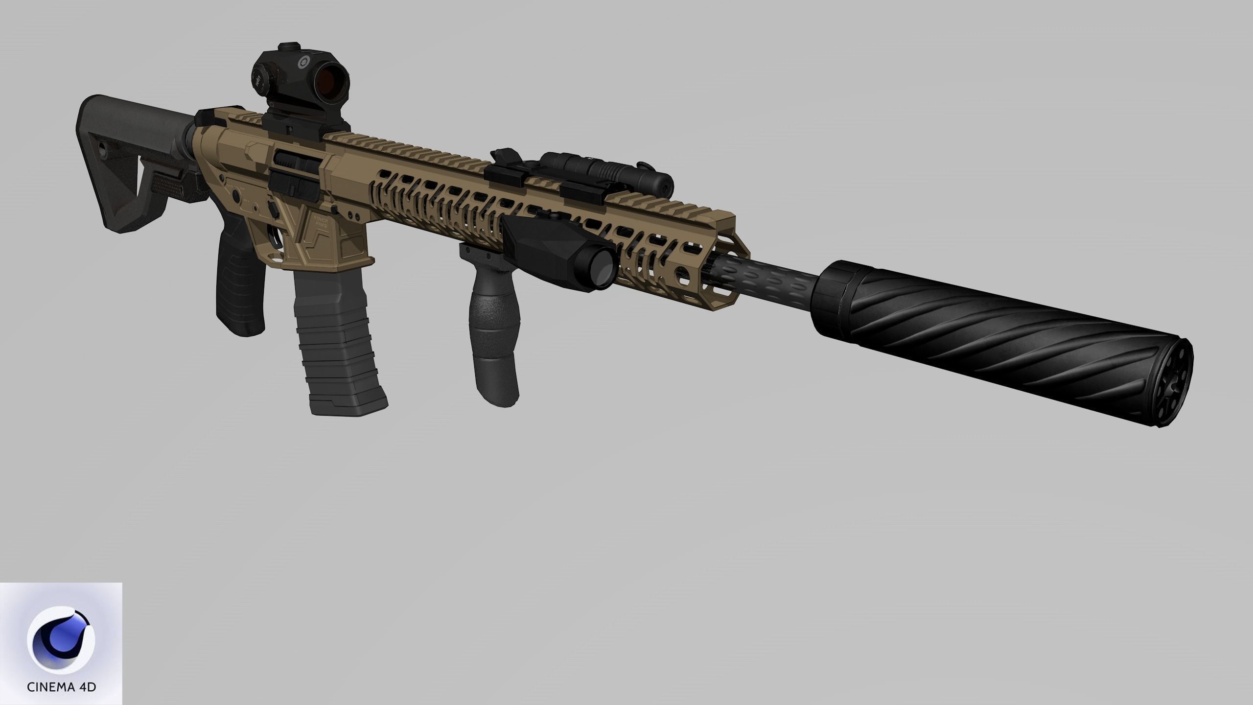 Assault Rifle 1 Low-poly 3D model_23