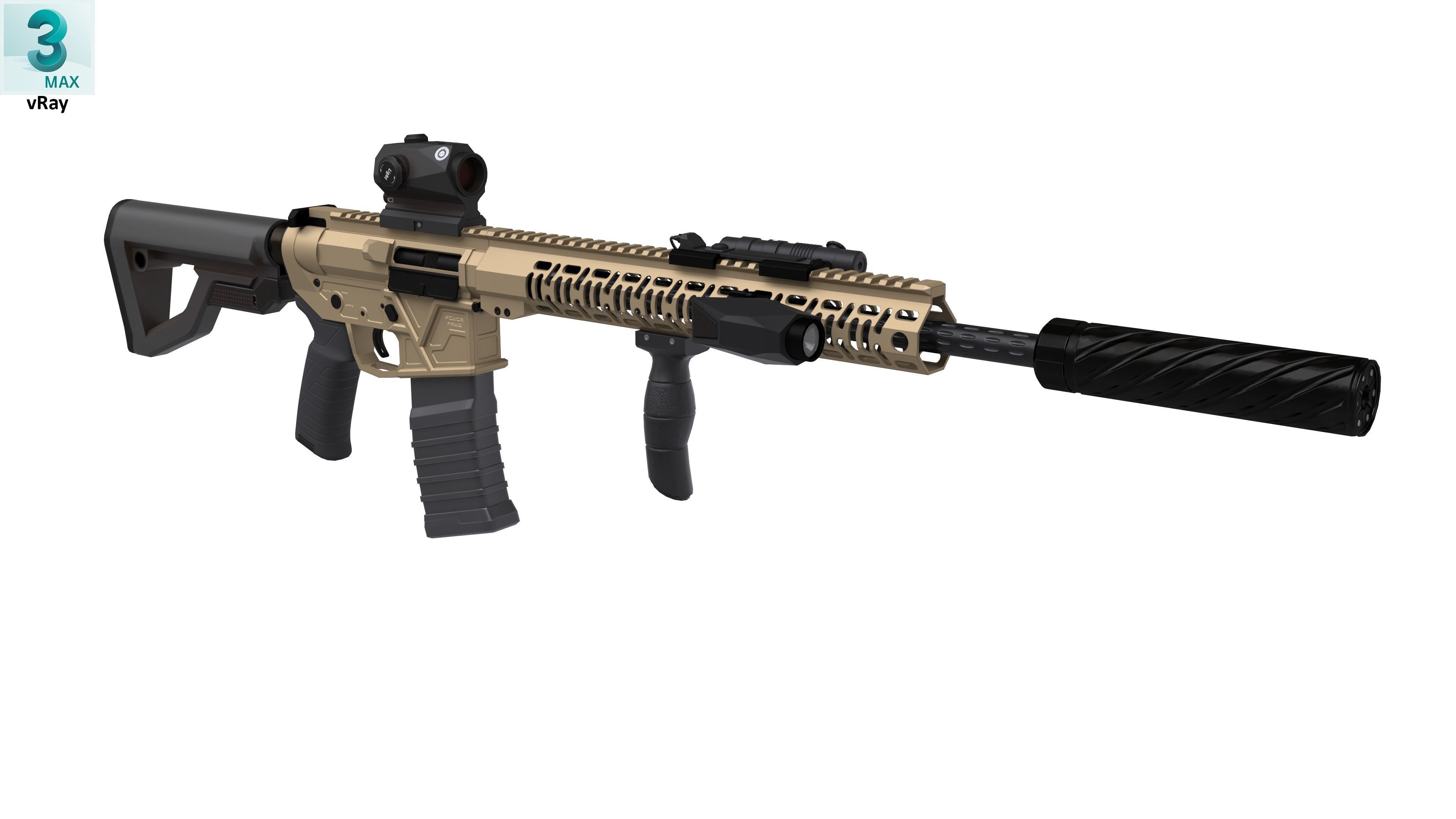 Assault Rifle 1 Low-poly 3D model_6