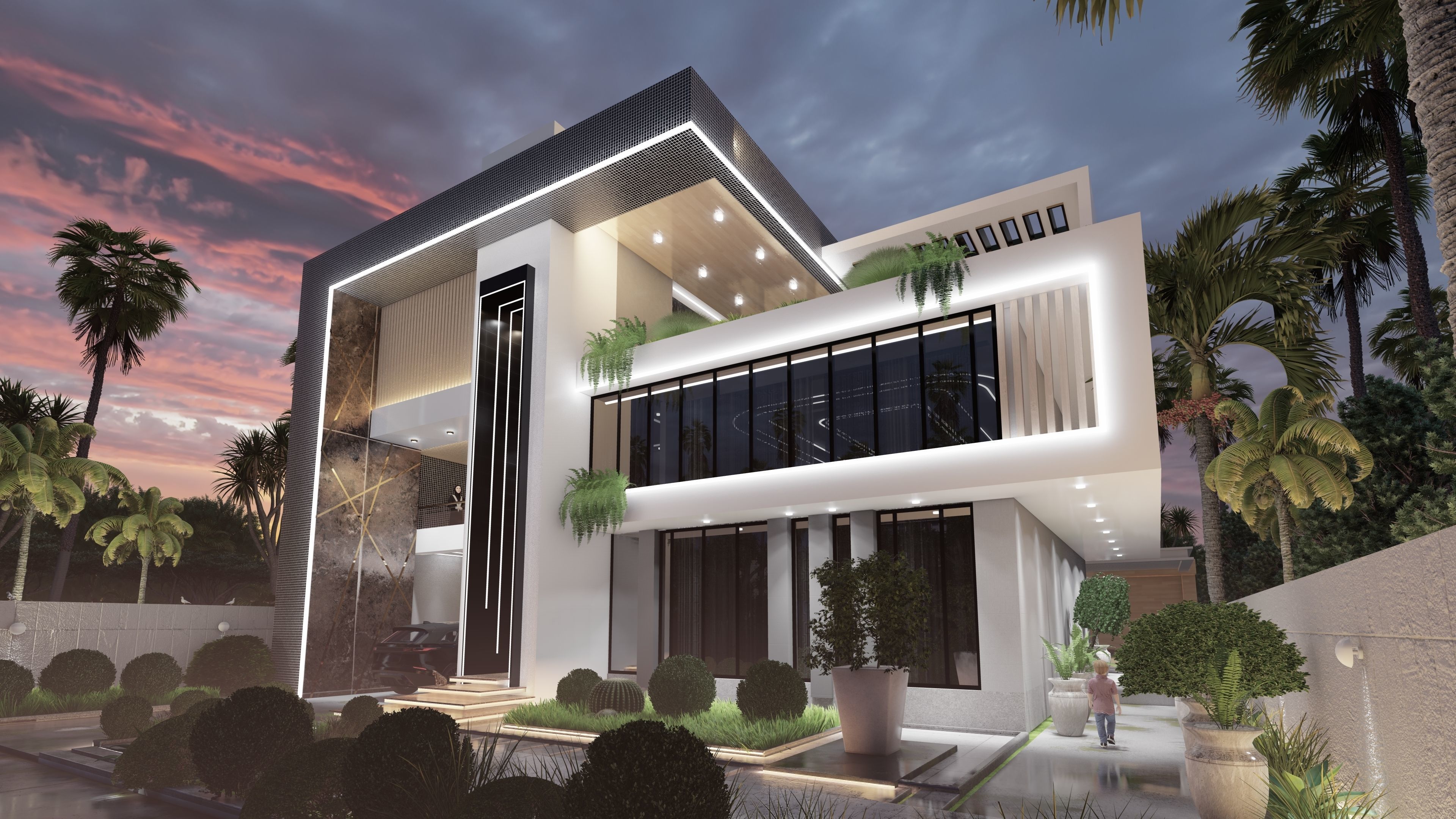 black water park villa Low-poly 3D model_3