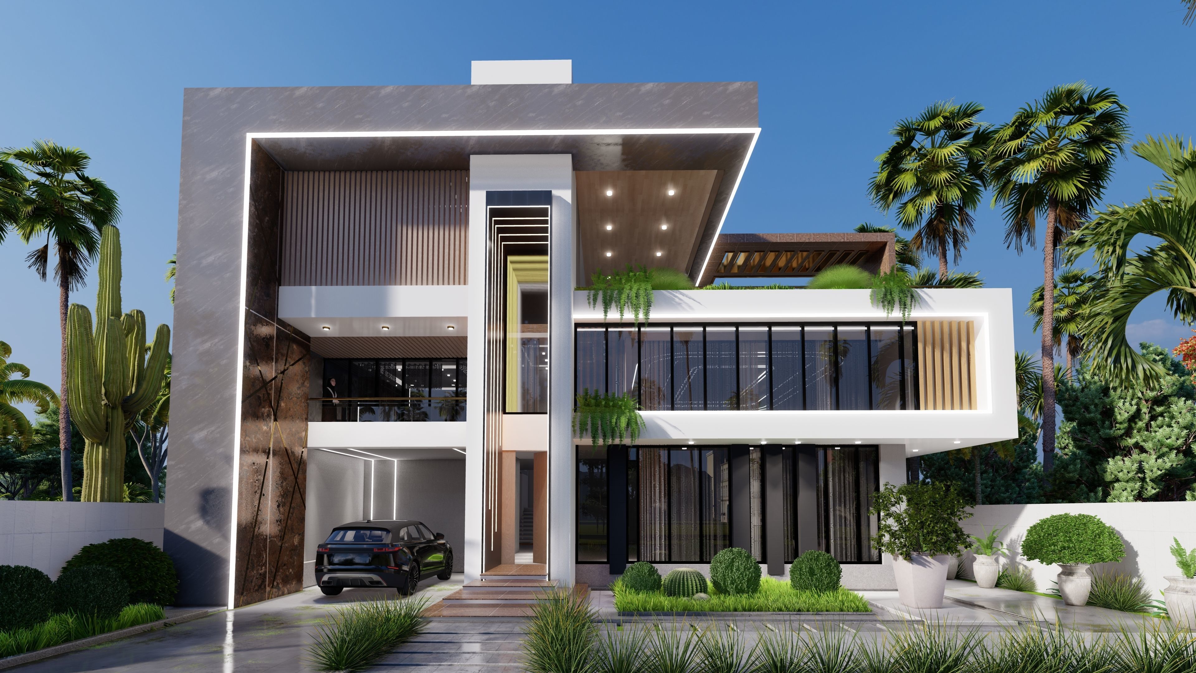 black water park villa Low-poly 3D model_7