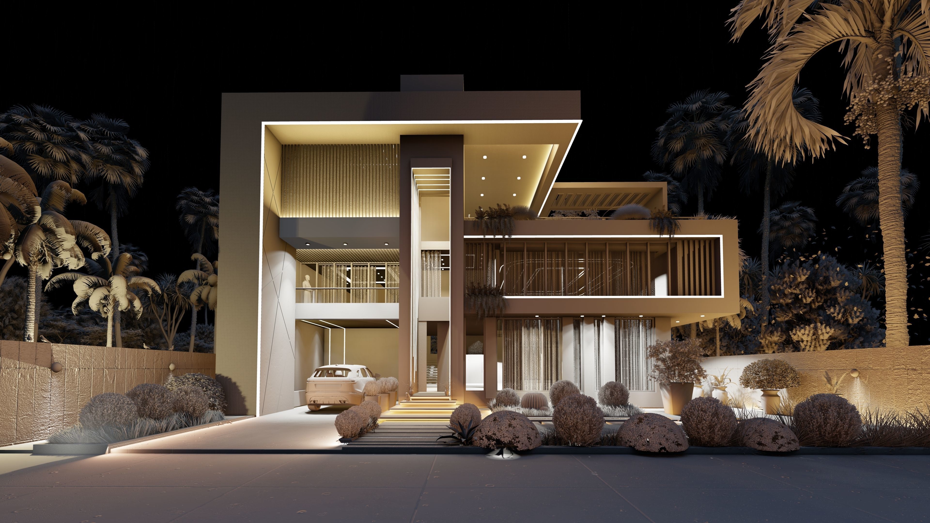 black water park villa Low-poly 3D model_4