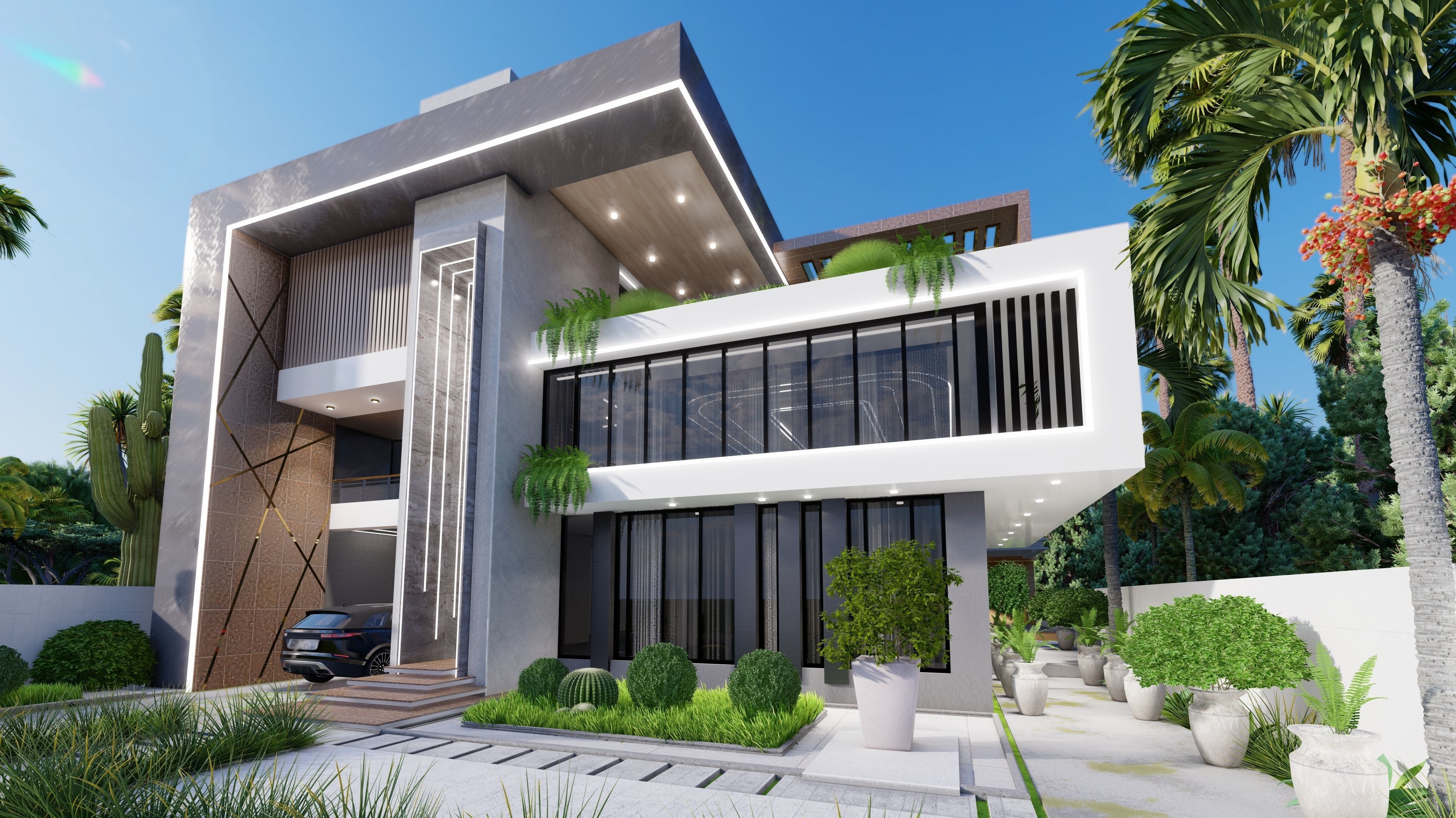 black water park villa Low-poly 3D model_6