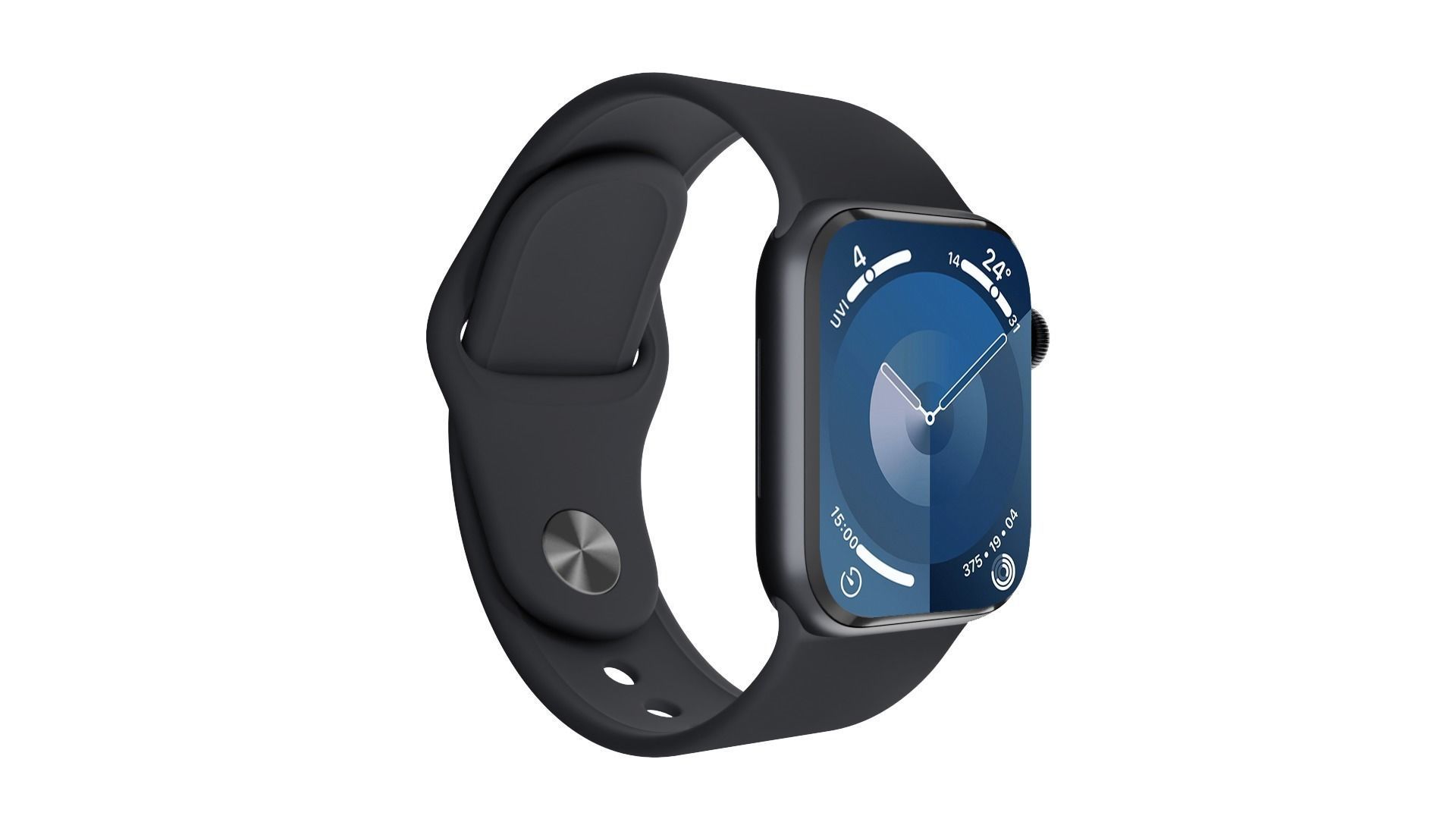 Apple Watch Series 9 Sport Band Midnight Color Low-poly 3D model_1