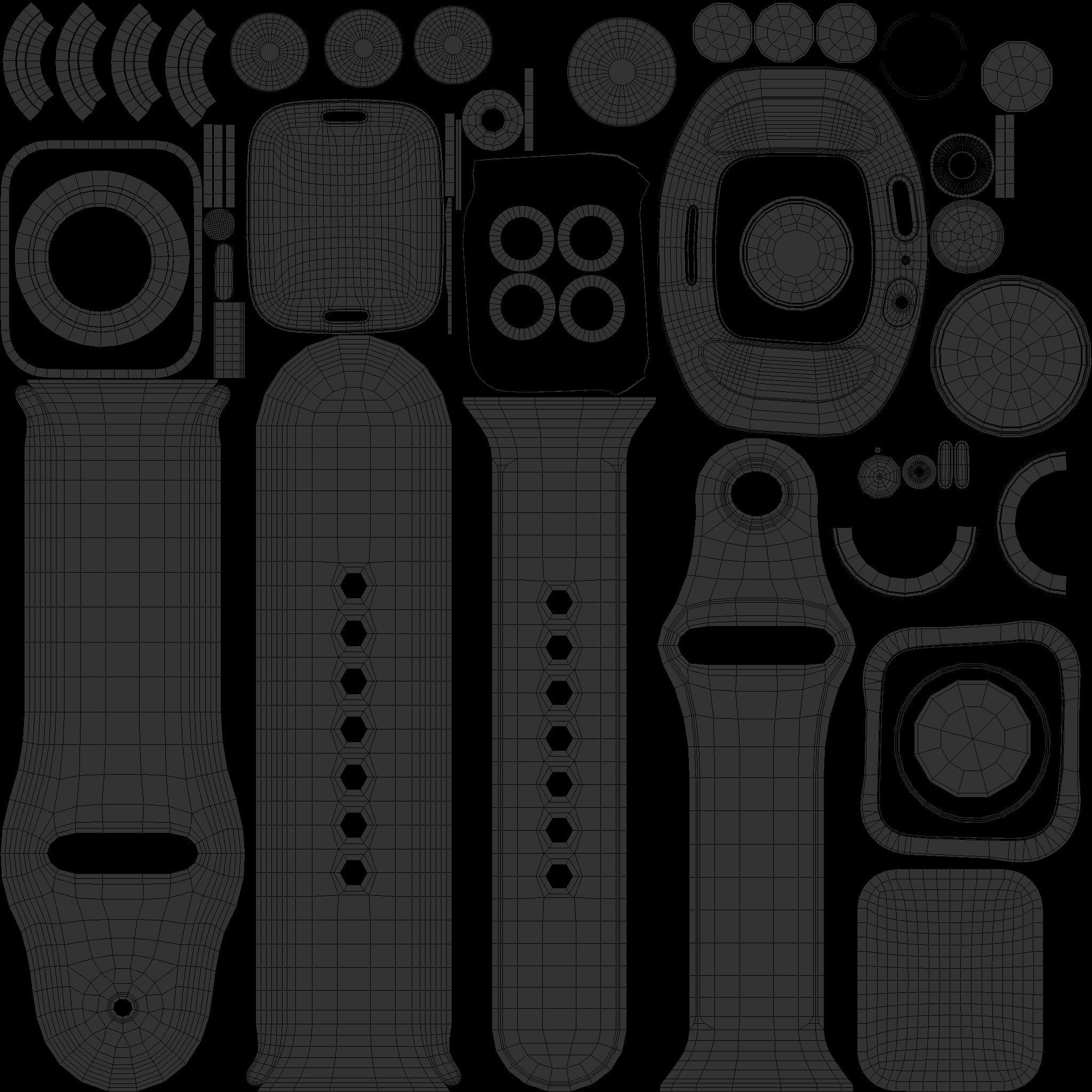 Apple Watch Series 9 Sport Band Midnight Color Low-poly 3D model_11