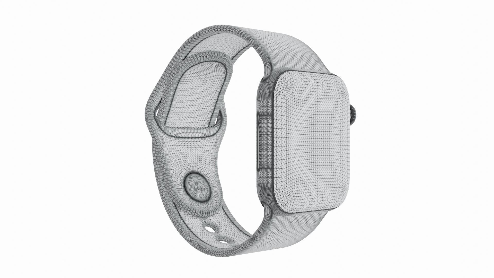 Apple Watch Series 9 Sport Band Midnight Color Low-poly 3D model_10