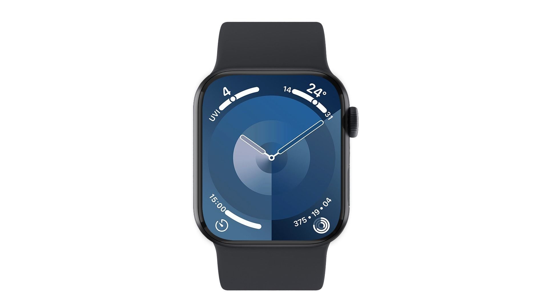 Apple Watch Series 9 Sport Band Midnight Color Low-poly 3D model_2