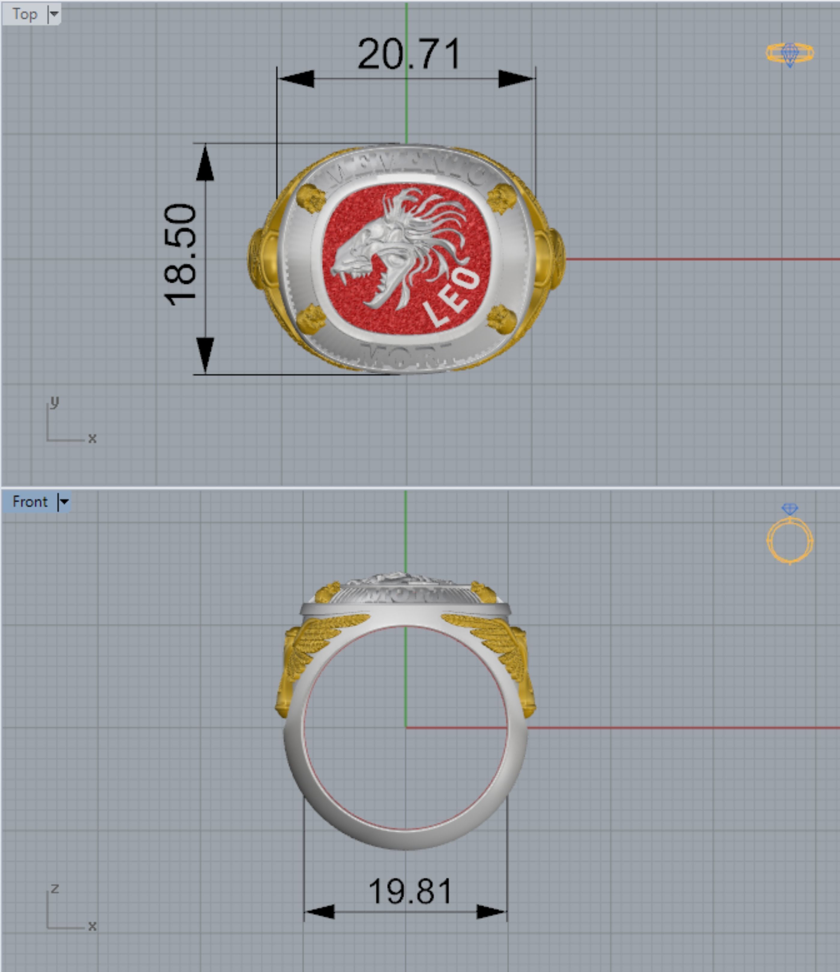 MEMENTO MORI RING LEO ZODIAC 3D printing model lion ring 3D print model_2