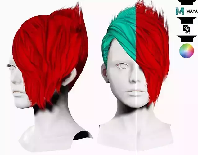 Faux Hawk Female Hair  Low-poly 3D model