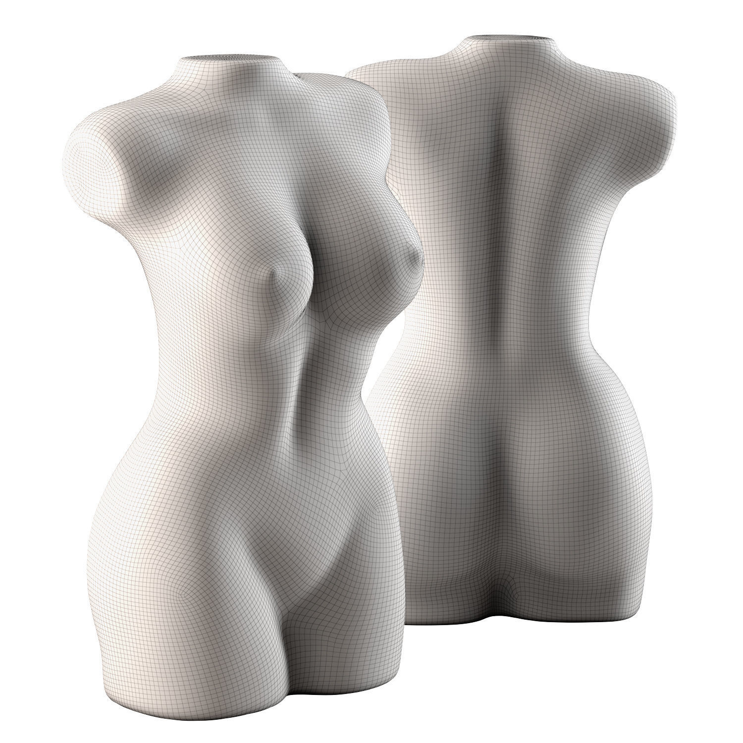 Female black torso 3D model_6