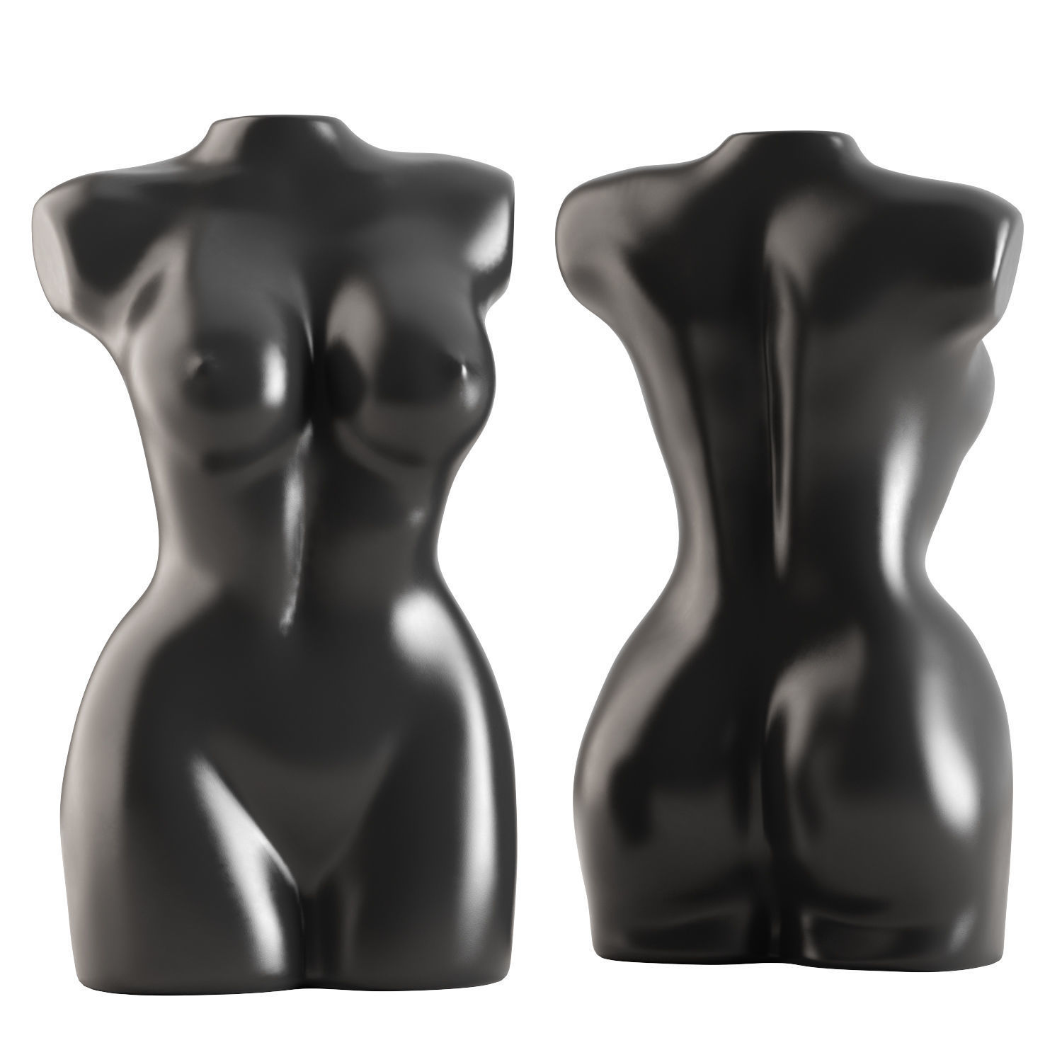 Female black torso 3D model_2