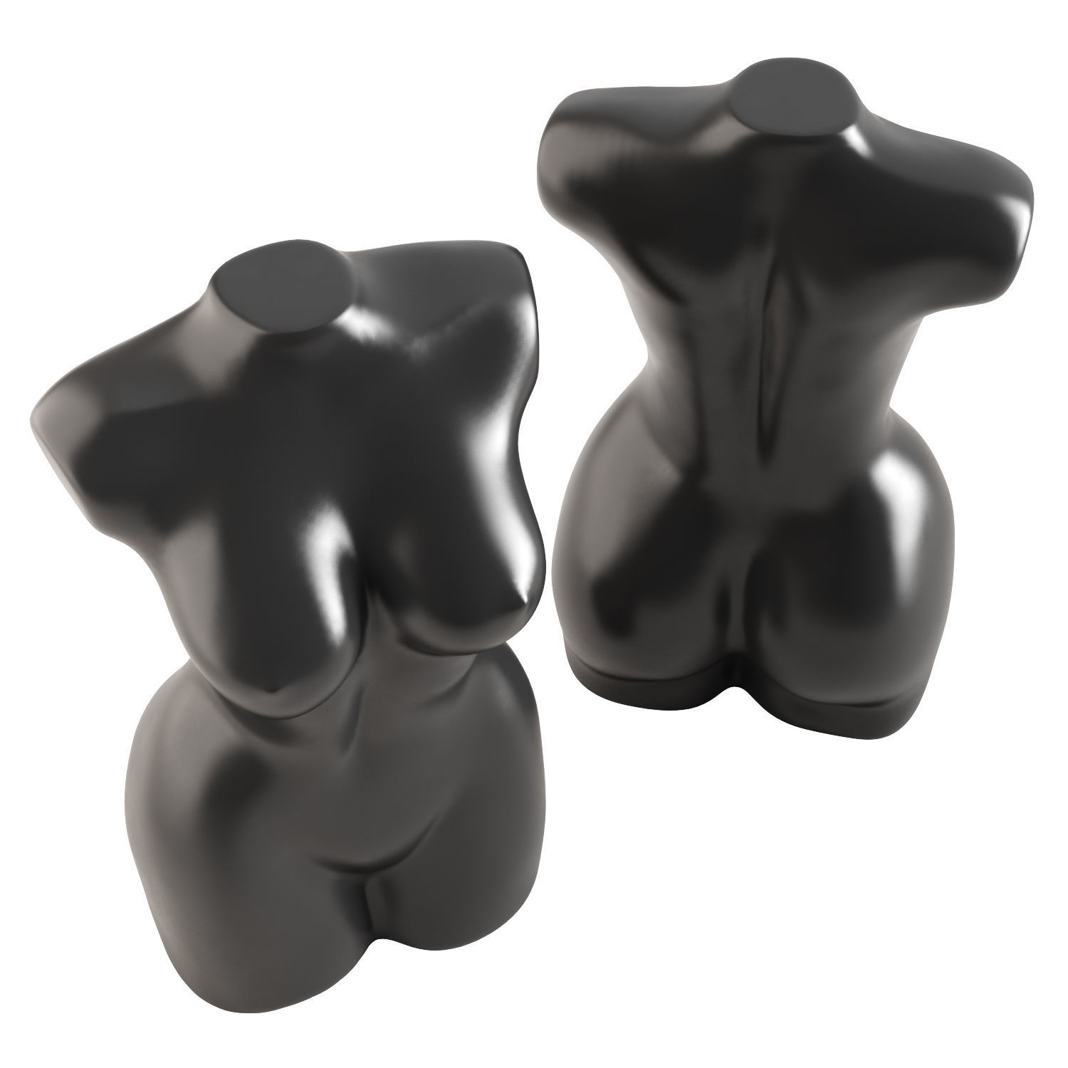 Female black torso 3D model_4