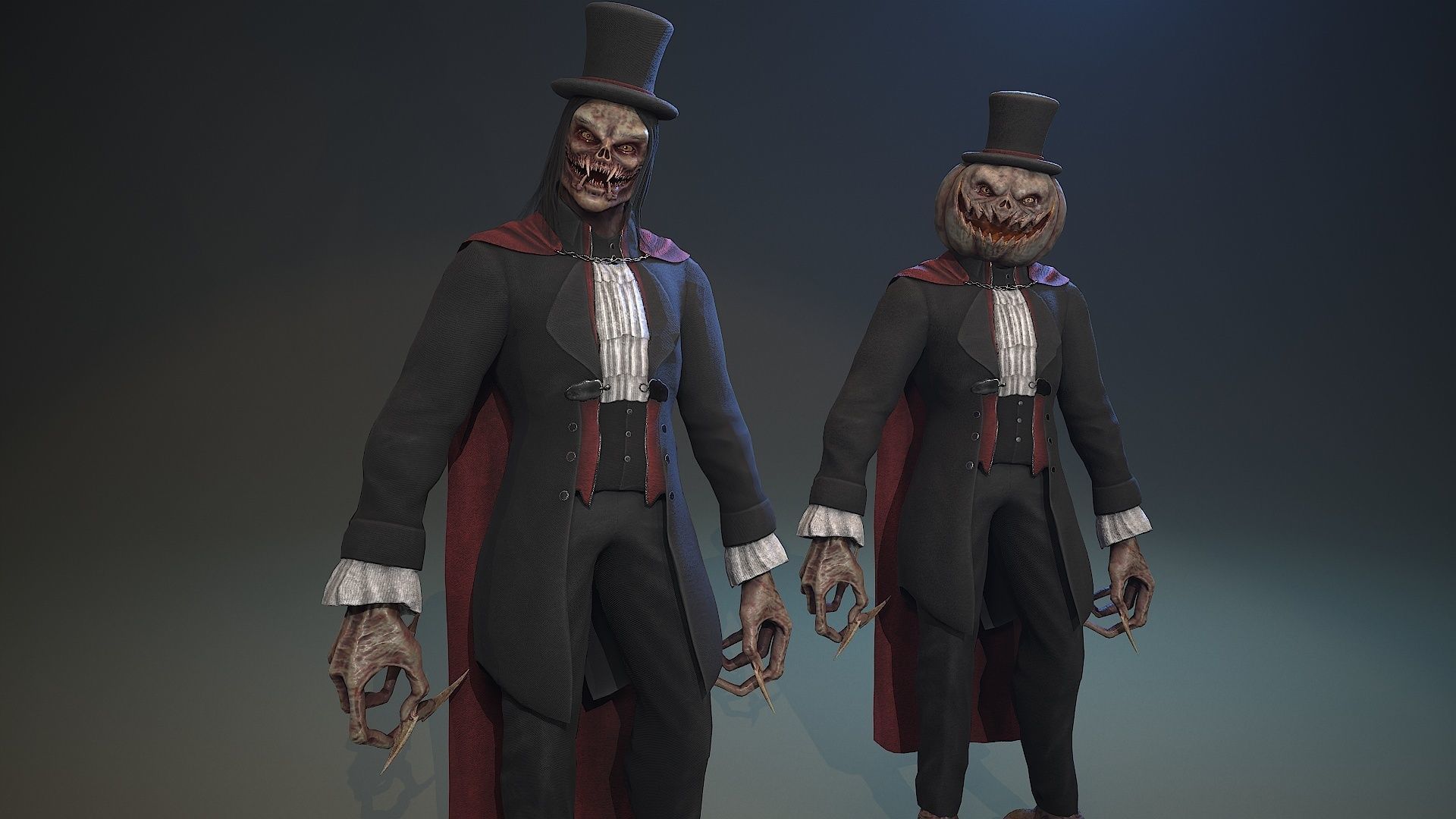 Monster Vampire Pumpkin Low-poly 3D model_14