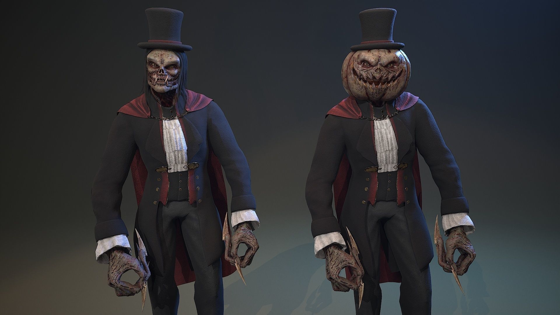 Monster Vampire Pumpkin Low-poly 3D model_8