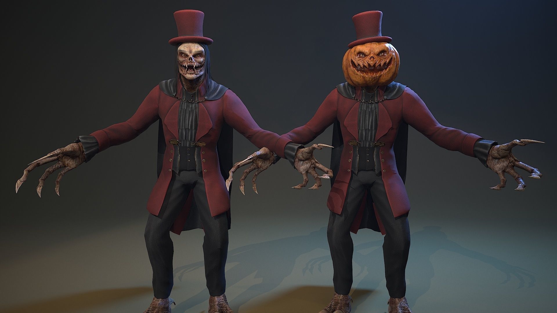 Monster Vampire Pumpkin Low-poly 3D model_13