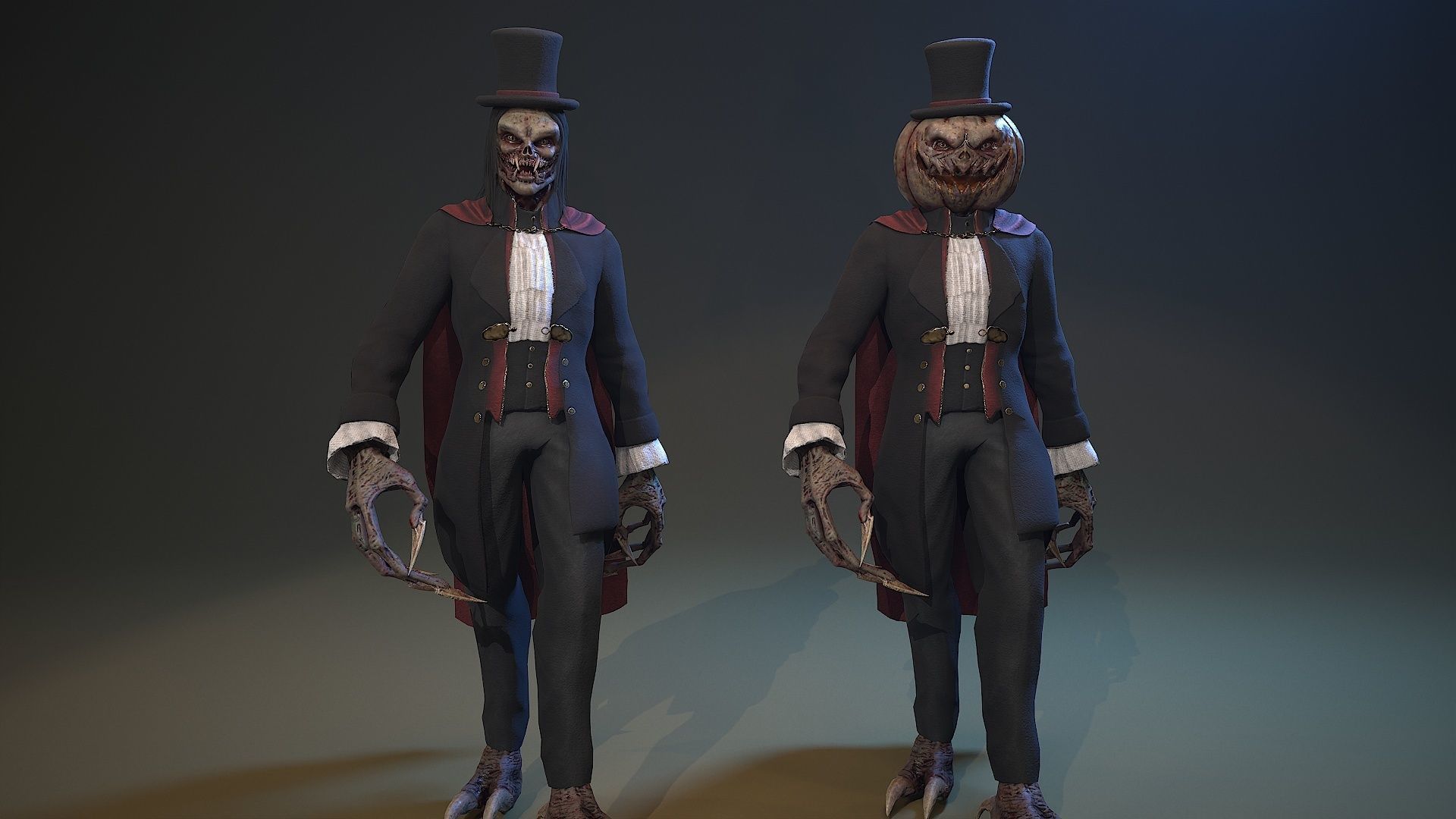 Monster Vampire Pumpkin Low-poly 3D model_6