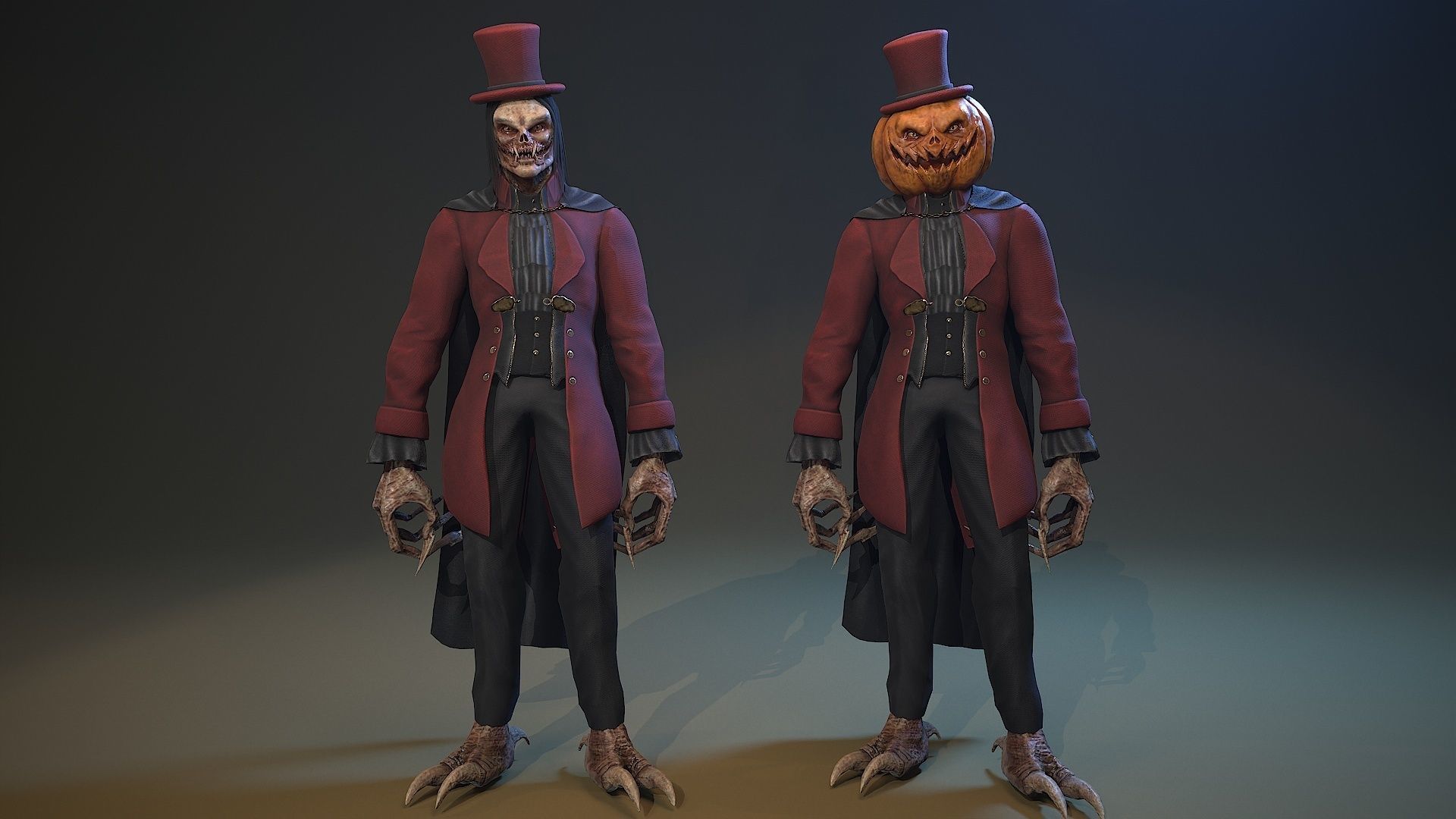 Monster Vampire Pumpkin Low-poly 3D model_10