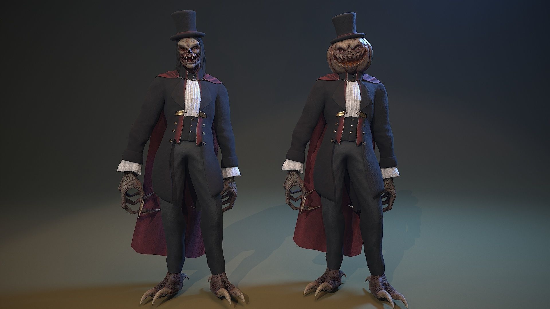 Monster Vampire Pumpkin Low-poly 3D model_3