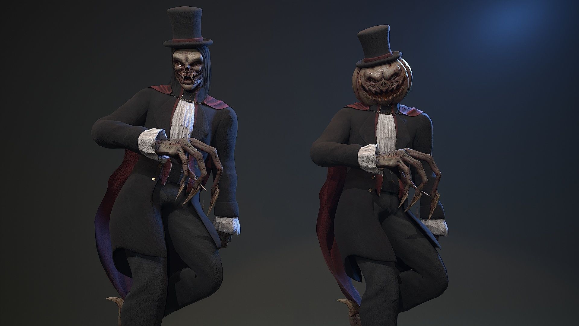 Monster Vampire Pumpkin Low-poly 3D model_9