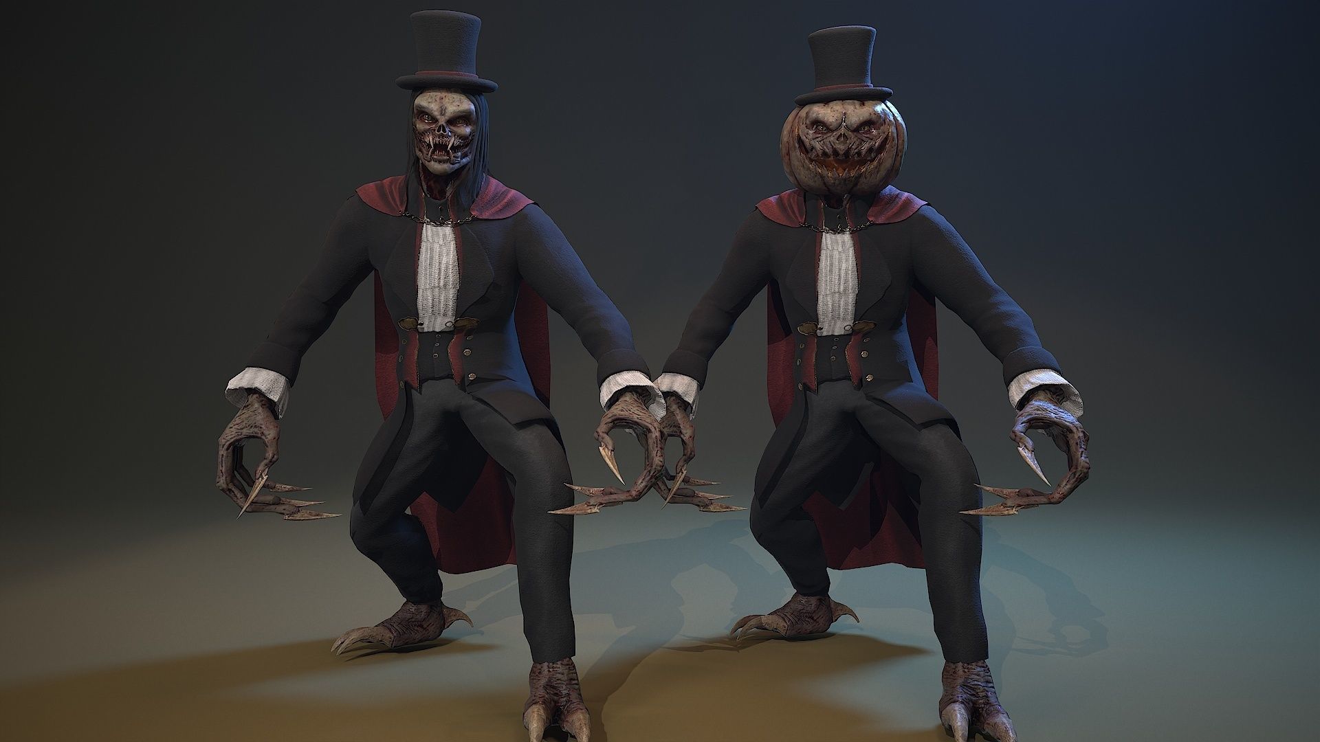 Monster Vampire Pumpkin Low-poly 3D model_5