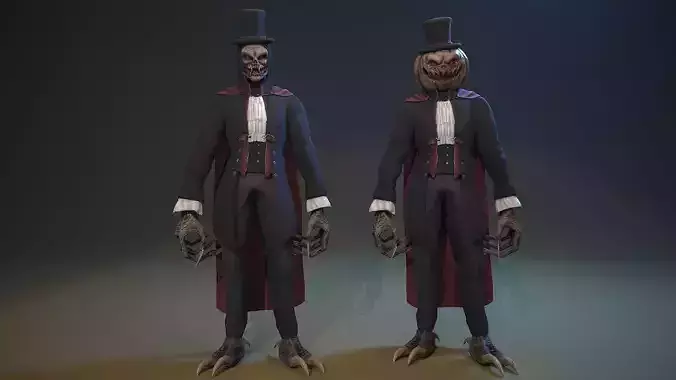 Monster Vampire Pumpkin Low-poly 3D model