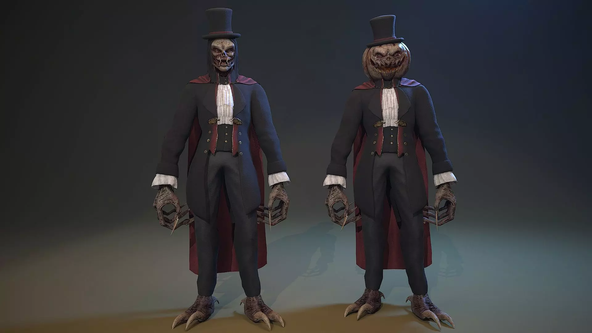 Monster Vampire Pumpkin Low-poly 3D model_0